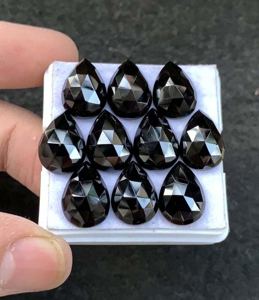 Black Spinel Gemstone Natural Black Spinel Rose Cut Pear Shape Gemstone 14x10 MM 10 Pcs High Quality Wholesale gems SM23913