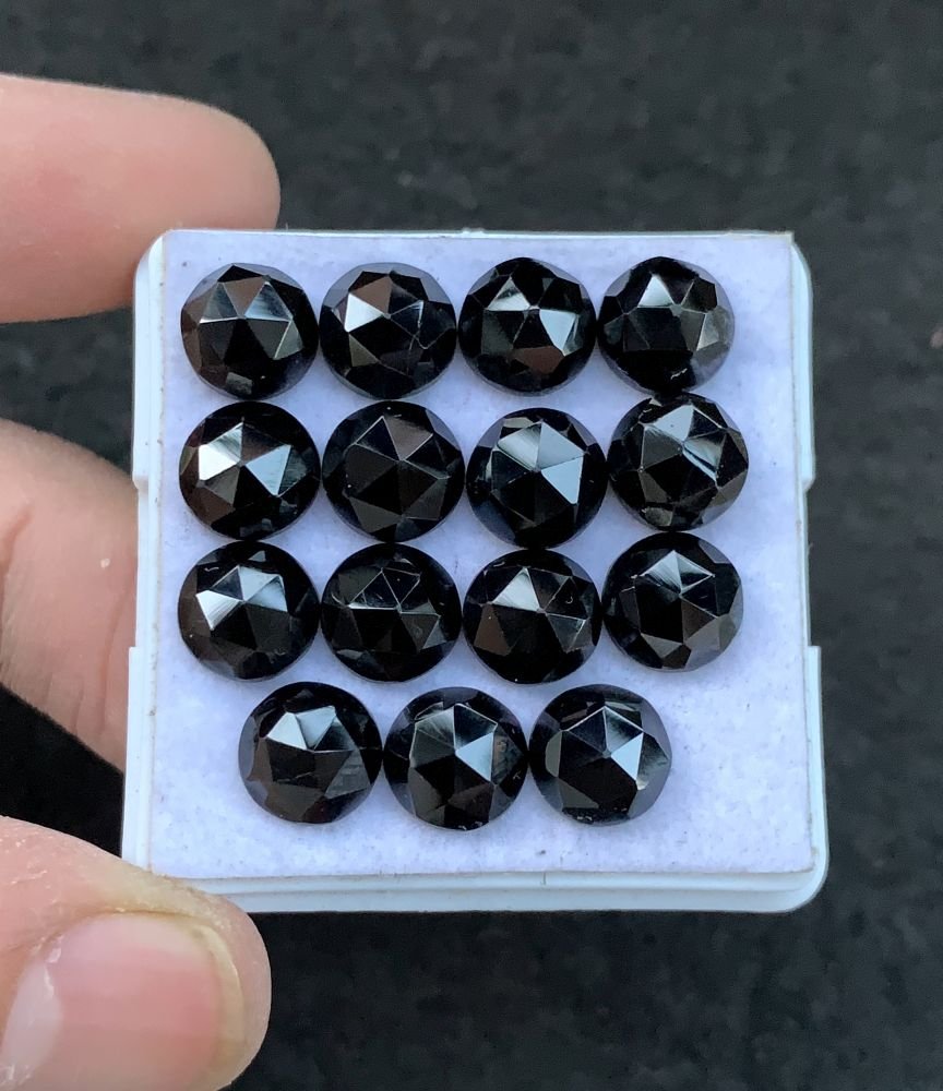 Black Spinel Gemstone Natural Black Spinel Rose Cut Round Shape Gemstone 8 MM 15 Pcs High Quality Wholesale gems SM23915