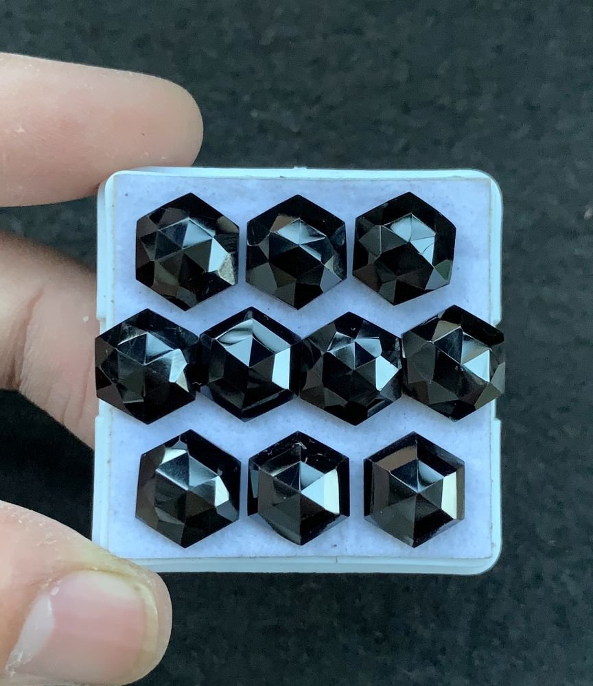 Black Spinel Gemstone Natural Black Spinel Rose Cut Hexagon Shape Gemstone 10 MM 10 Pcs High Quality Wholesale gems SM23916