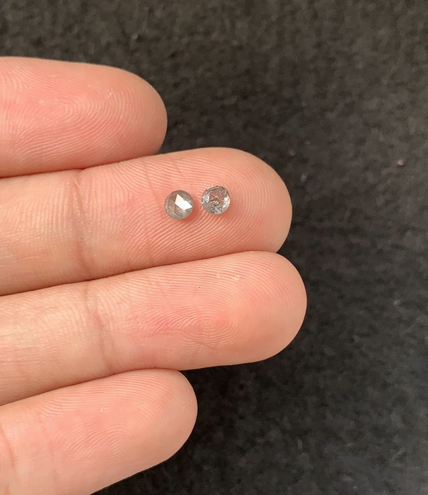 Natural Salt And Paper Diamond Gemstone Rose Cut Round Shape Cabochon High Quality Loose Gemstones For Jewelry Making 3-4 MM Size 2 Pcs SM23919