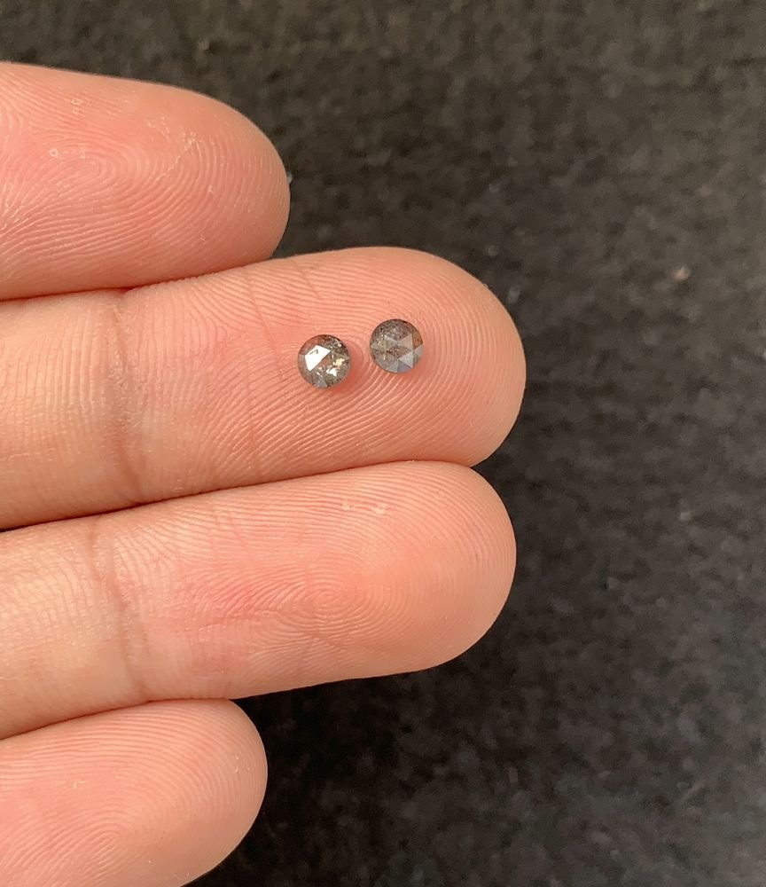 Natural Salt And Paper Diamond Gemstone Rose Cut Round Shape Cabochon High Quality Loose Gemstones For Jewelry Making 3 MM Size 2 Pcs SM23928