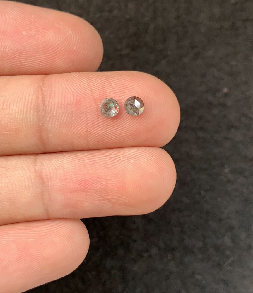 Natural Salt And Paper Diamond Gemstone Rose Cut Round Shape Cabochon High Quality Loose Gemstones For Jewelry Making 4 MM Size 2 Pcs SM23932