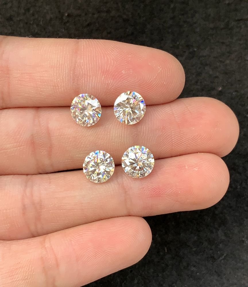 Moissanite Diamonds Gemstone Faceted Cut Round Shape High Quality Loose Gemstones For Jewelry Making 8 MM Size 4 Pcs SM23944