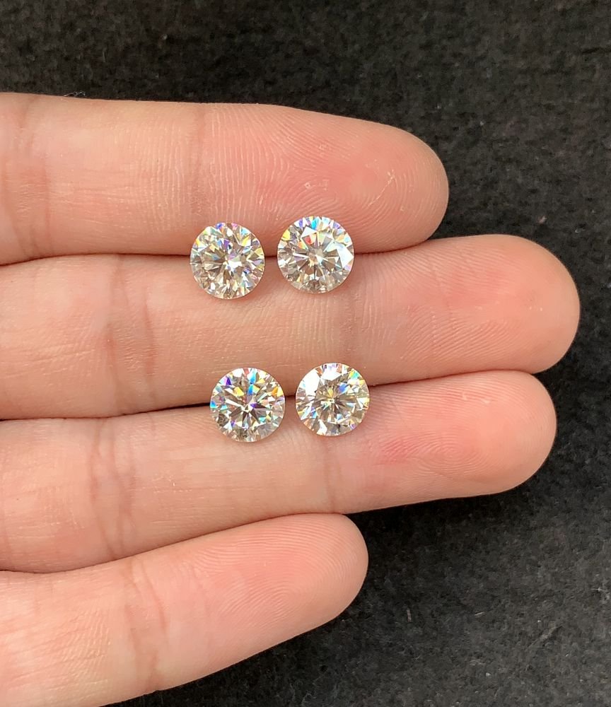 Moissanite Diamonds Gemstone Faceted Cut Round Shape High Quality Loose Gemstones For Jewelry Making 8 MM Size 4 Pcs SM23945