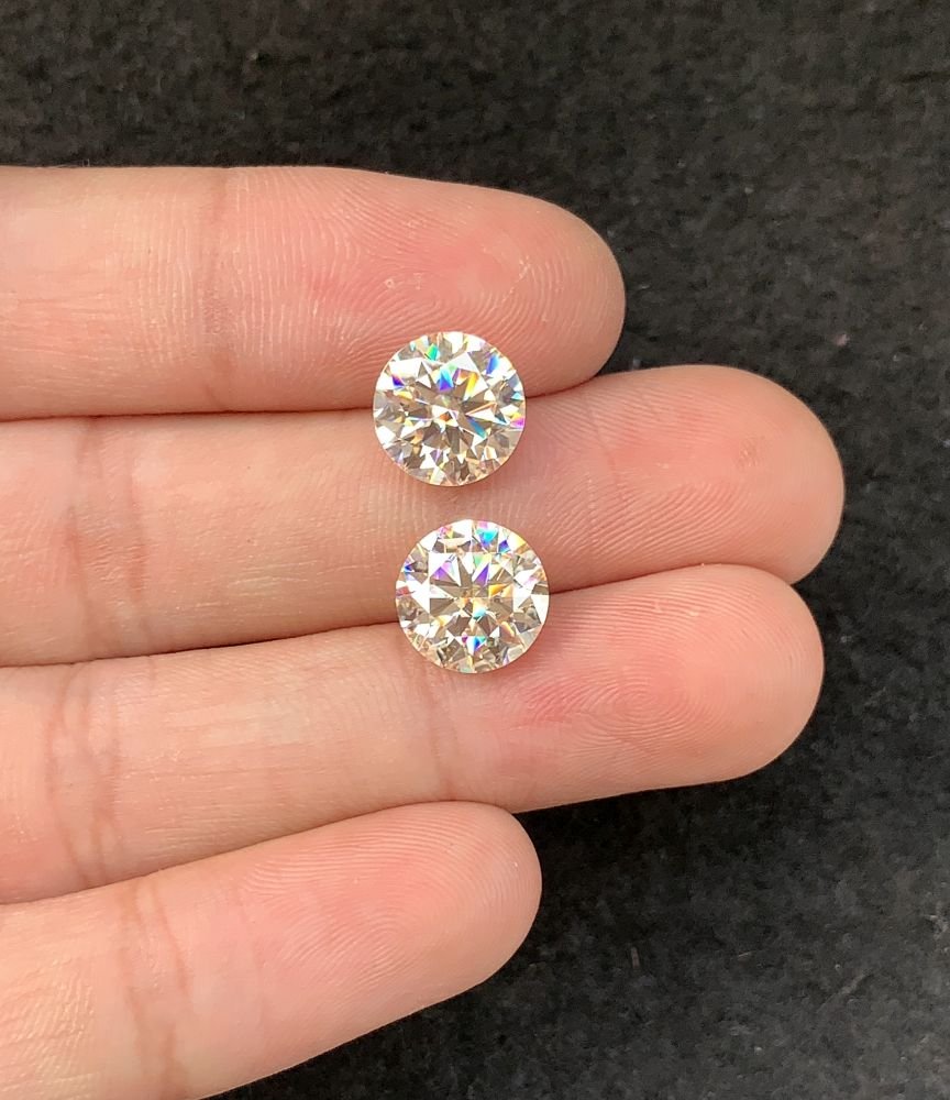 Moissanite Diamonds Gemstone Faceted Cut Round Shape High Quality Loose Gemstones For Jewelry Making 10 MM Size 2 Pcs SM23946