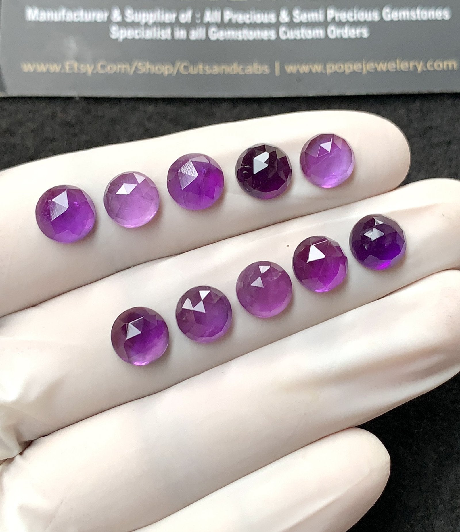 Natural Amethyst Gemstone Rose Cut Round Shape Cabochon High Quality Loose Gemstones For Jewelry Making 8 MM Size 10 Pcs V2729