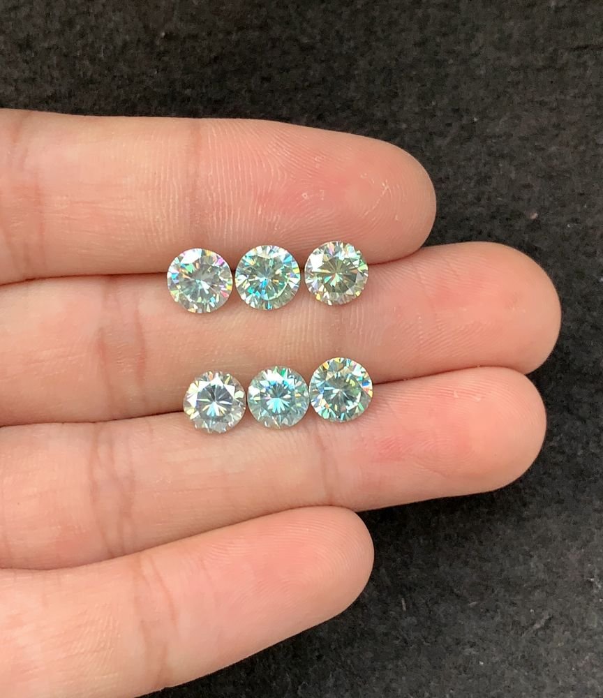 Moissanite Diamonds Gemstone Faceted Cut Round Shape High Quality Loose Gemstones For Jewelry Making 7 MM Size 6 Pcs SM23950