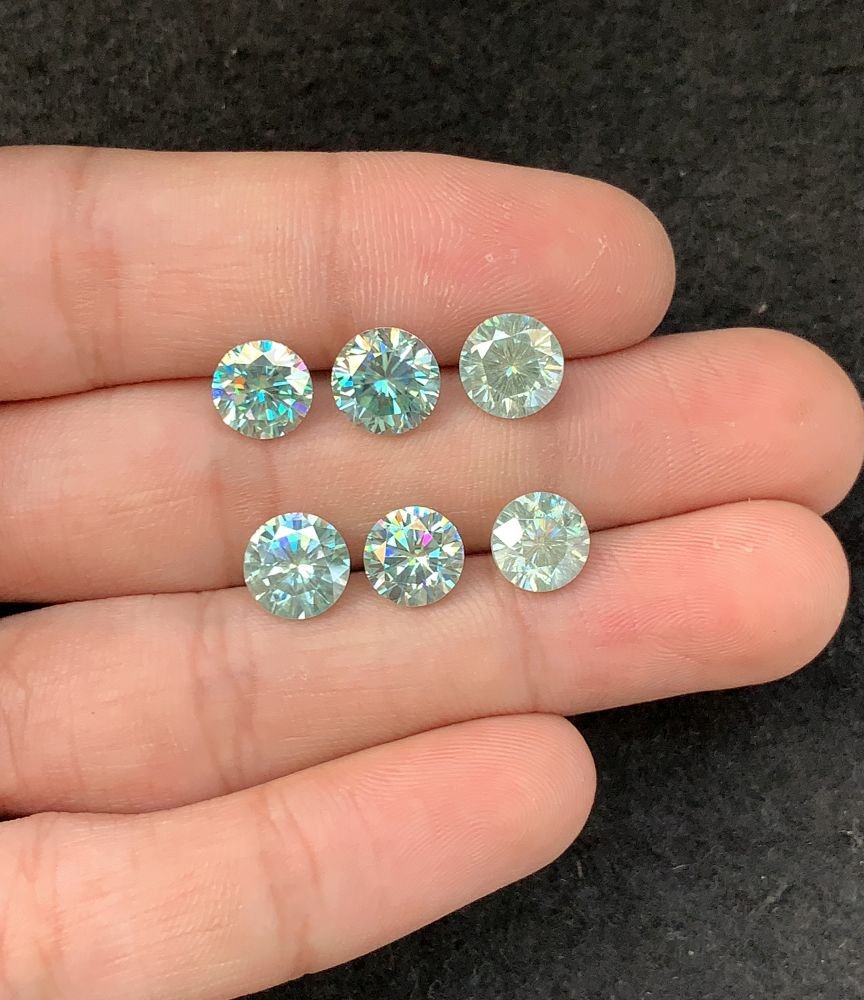 Moissanite Diamonds Gemstone Faceted Cut Round Shape High Quality Loose Gemstones For Jewelry Making 8 MM Size 6 Pcs SM23953