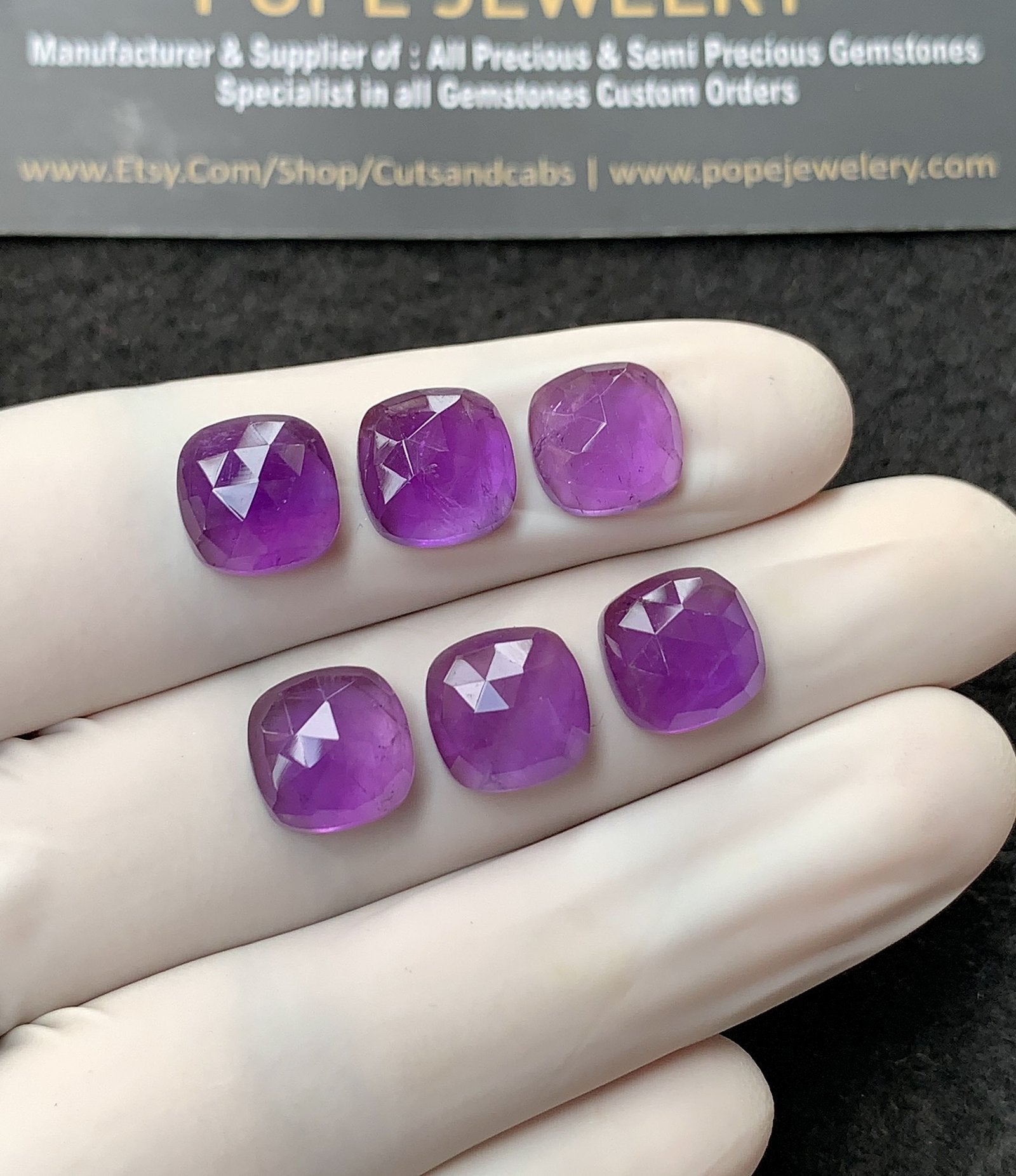 Natural Amethyst Gemstone Rose Cut Cushion Shape Cabochon High Quality Loose Gemstones For Jewelry Making 10 MM Size 6 Pcs V2733
