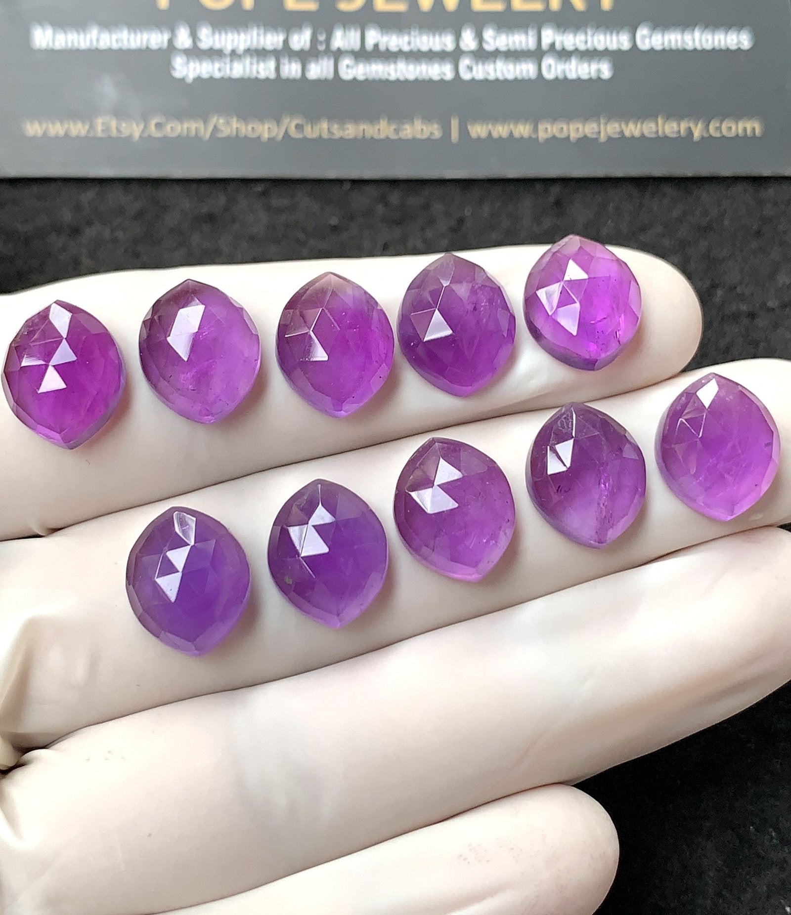Natural Amethyst Gemstone Rose Cut Fancy Shape Cabochon High Quality Loose Gemstones For Jewelry Making 10x12 MM Size 10 Pcs V2738