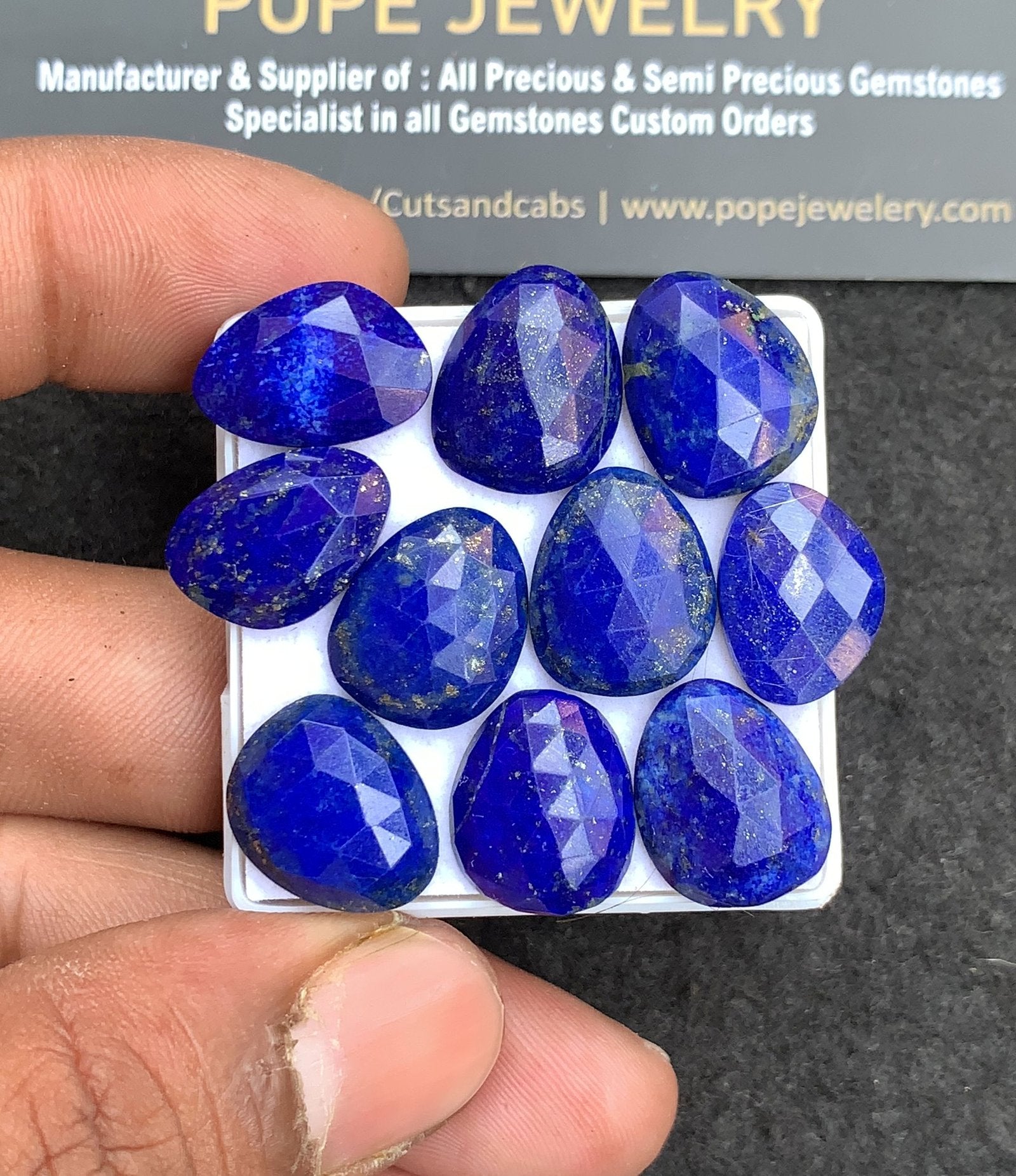 Natural Lapis Lazuli Gemstone Rose Cut Fancy Shape Cabochon High Quality Loose Gemstones For Jewelry Making 16-15 MM Size 10 Pcs V4356