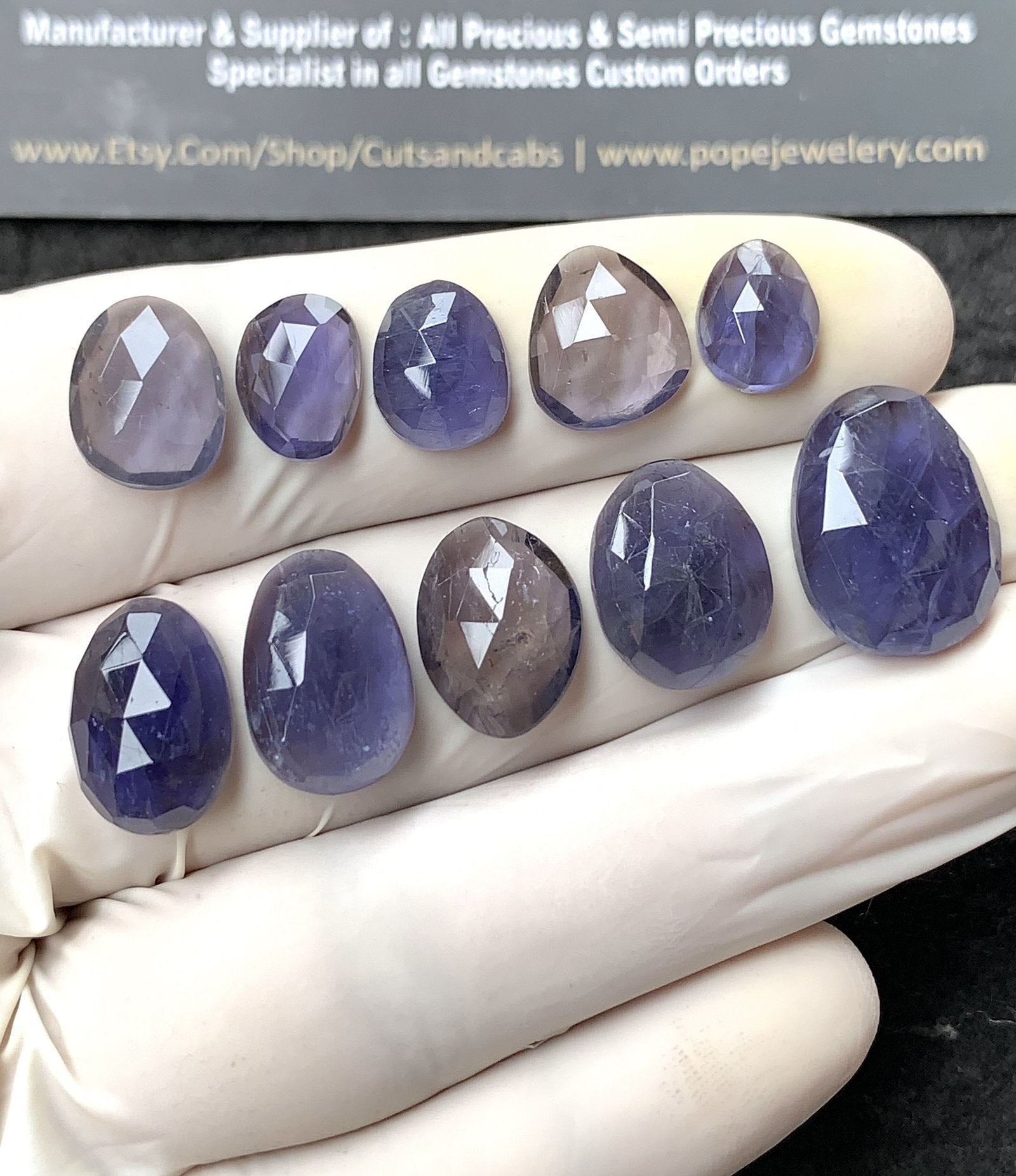 Natural Iolite Gemstone Rose Cut Mix Shape Cabochon High Quality Loose Gemstones For Jewelry Making 10-17 MM Size 10 Pcs SM24560