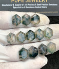Natural Moss Agate Gemstone Step Cut Hexagon Shape Cabochon High Quality Loose Gemstones For Jewelry Making 14x10 MM Size 12 Pcs V4365