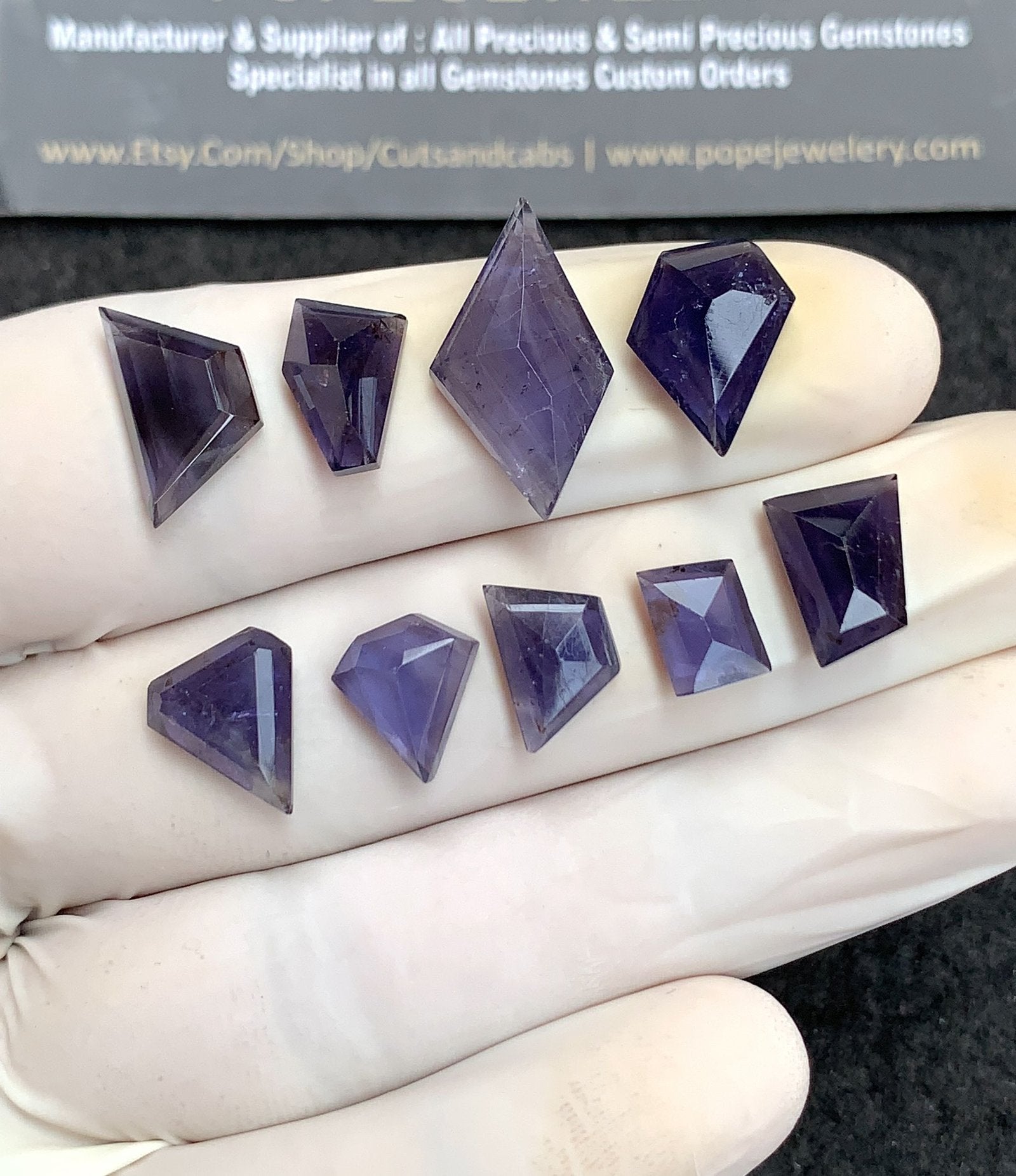 Natural Iolite Gemstone Step Cut Fancy Shape Cabochon High Quality Loose Gemstones For Jewelry Making 8-20 MM Size 9 Pcs V2743