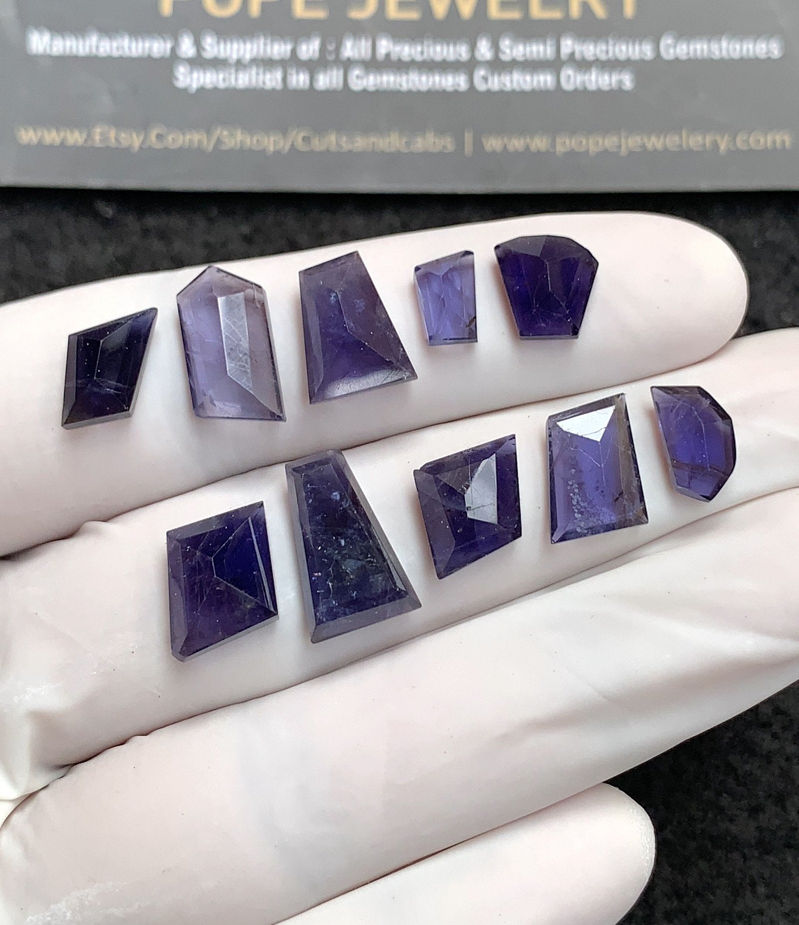 Natural Iolite Gemstone Step Cut Fancy Shape Cabochon High Quality Loose Gemstones For Jewelry Making 7-14 MM Size 10 Pcs V2745