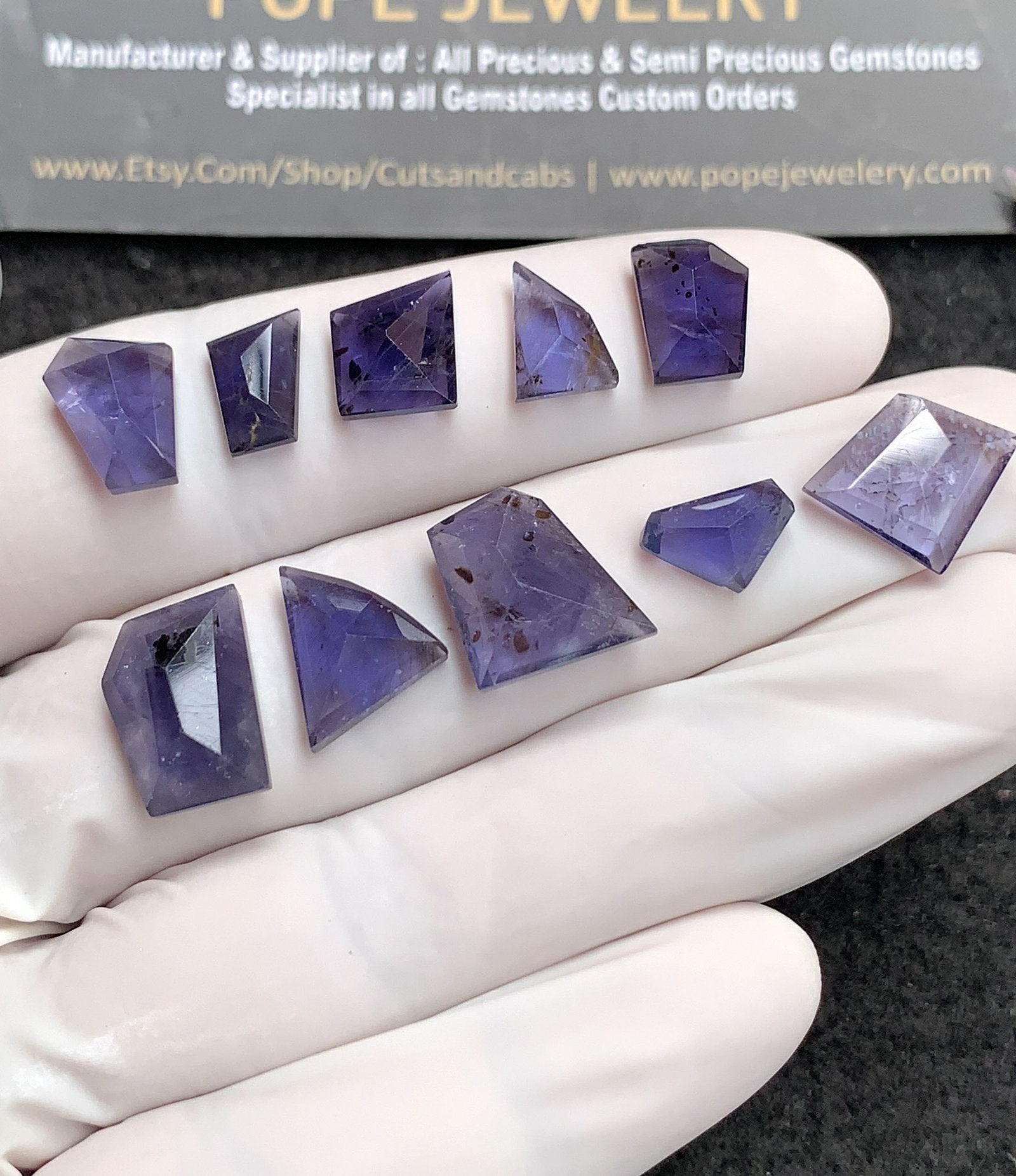 Natural Iolite Gemstone Step Cut Fancy Shape Cabochon High Quality Loose Gemstones For Jewelry Making 6-13 MM Size 10 Pcs V2746