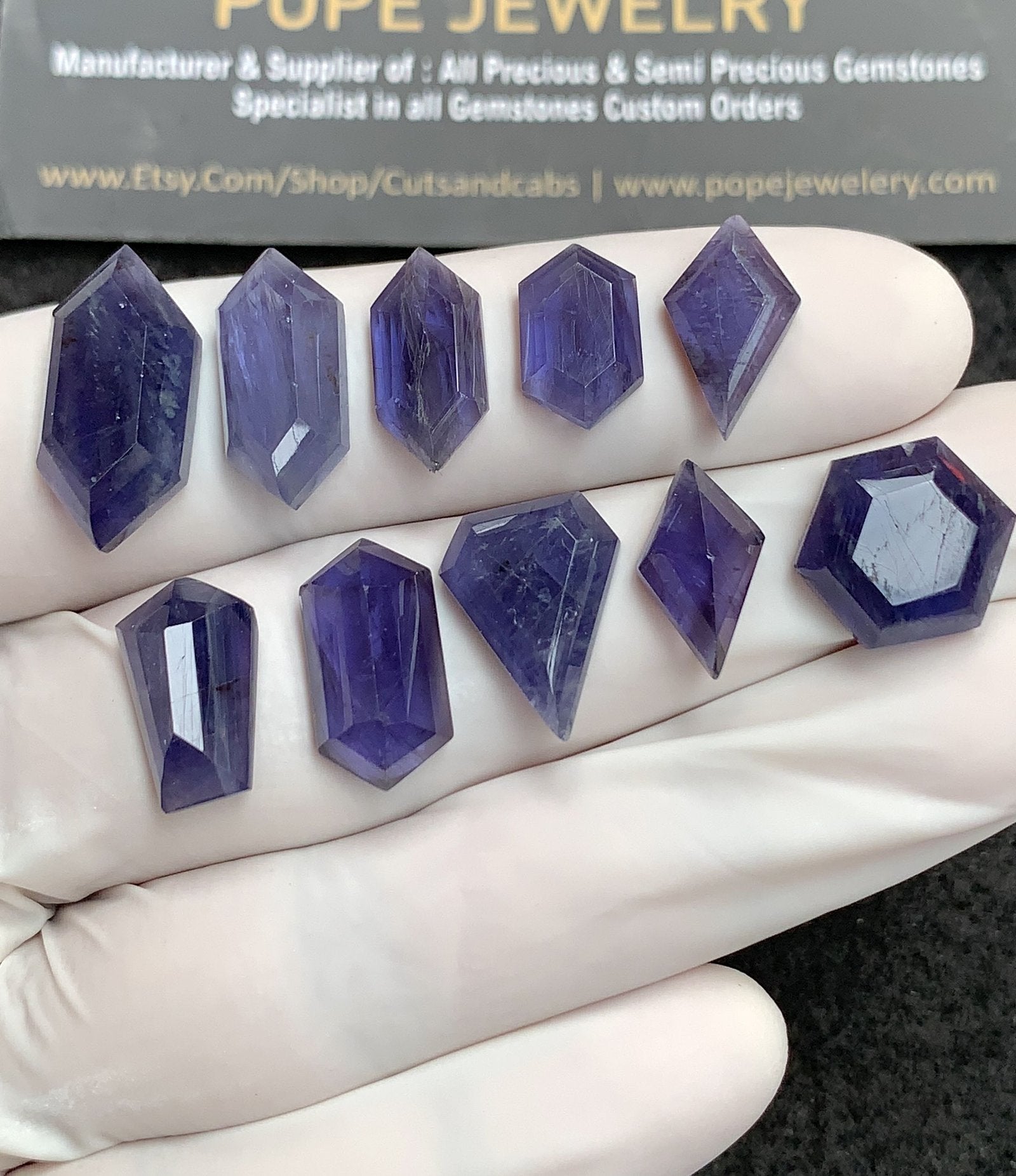 Natural Iolite Gemstone Step Cut Mix Shape Cabochon High Quality Loose Gemstones For Jewelry Making 12-19 MM Size 10 Pcs V2747