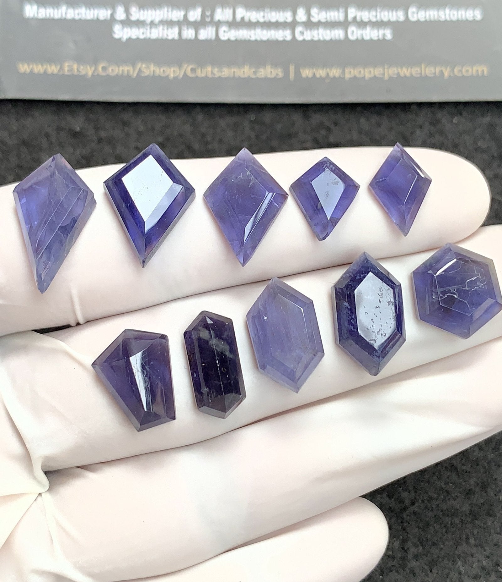 Natural Iolite Gemstone Step Cut Mix Shape Cabochon High Quality Loose Gemstones For Jewelry Making 11-19 MM Size 10 Pcs V2748