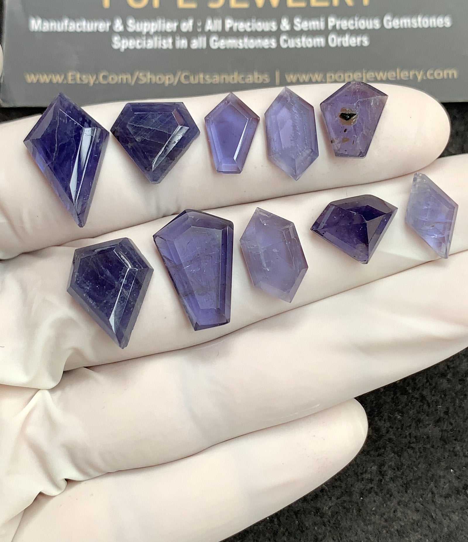 Natural Iolite Gemstone Step Cut Mix Shape Cabochon High Quality Loose Gemstones For Jewelry Making 10-20 MM Size 10 Pcs V2749