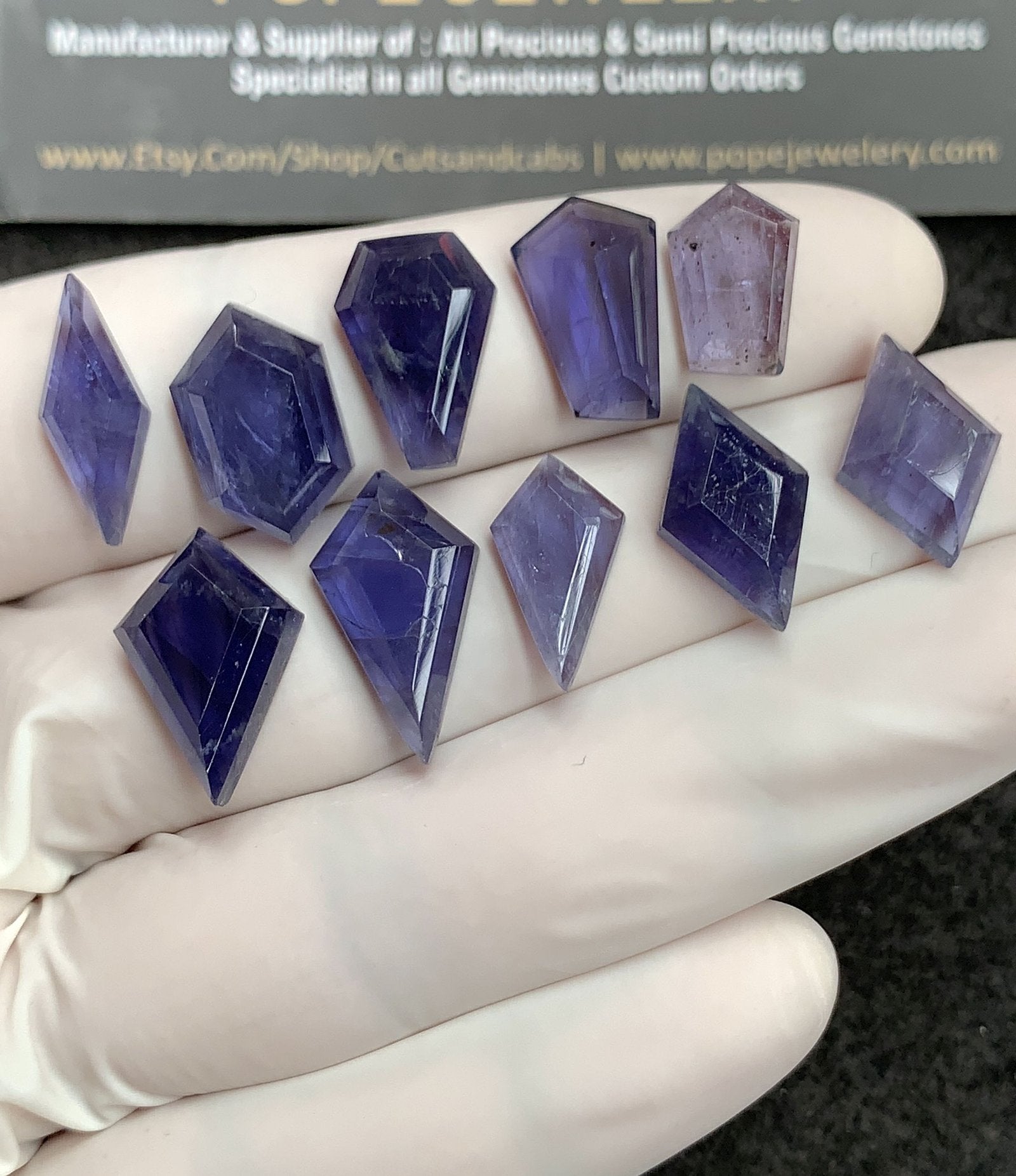 Natural Iolite Gemstone Step Cut Mix Shape Cabochon High Quality Loose Gemstones For Jewelry Making 12-19 MM Size 10 Pcs V2751