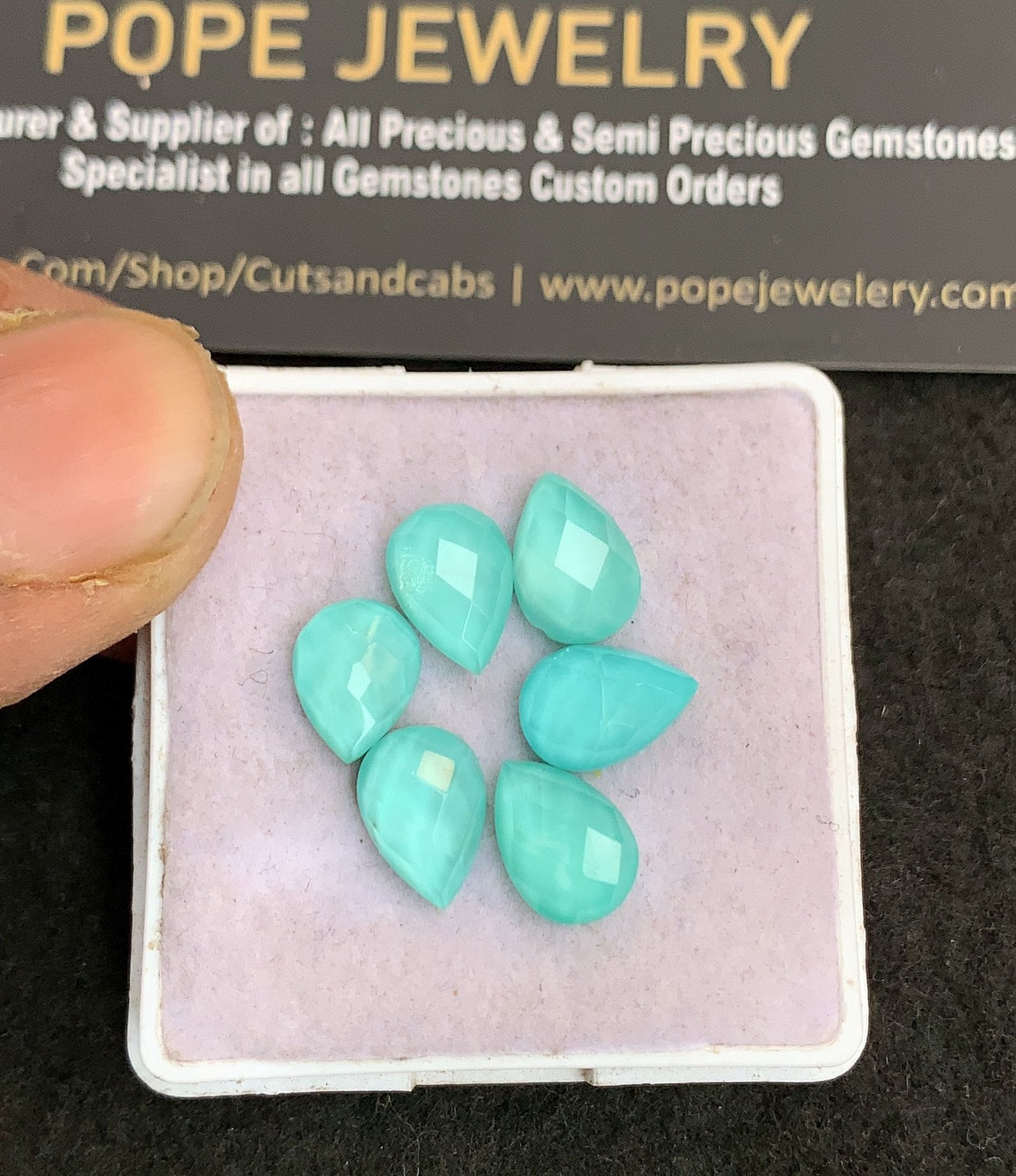 Natural Arizona Turquoise Doublet Gemstone Checker Cut Pear Shape Cabochon High Quality Loose Gemstones For Jewelry Making 10x7 MM Size 6 Pcs V4872