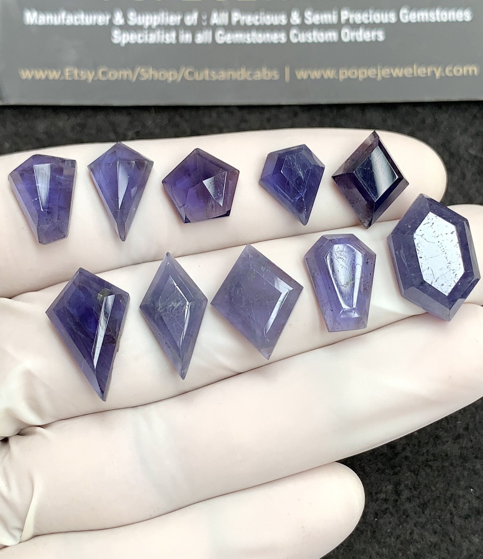 Natural Iolite Gemstone Step Cut Mix Shape Cabochon High Quality Loose Gemstones For Jewelry Making 10-18 MM Size 10 Pcs V2752