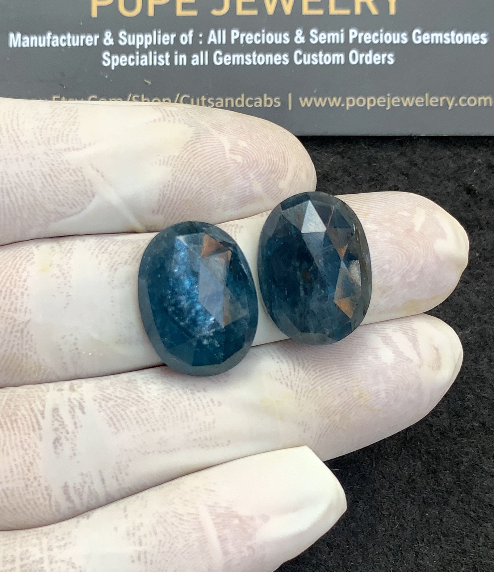 Natural Teal Green Kyanite Gemstone Rose Cut Oval Shape Cabochon High Quality Loose Gemstones For Jewelry Making 20x15 MM Size 2 Pcs V4381
