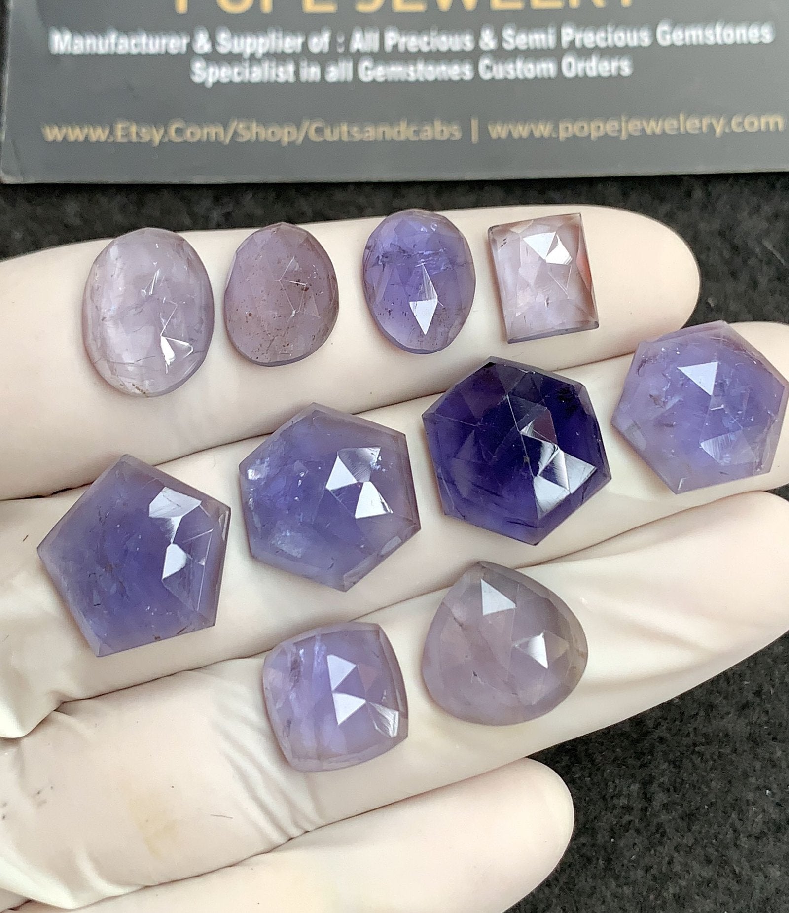 Natural Iolite Gemstone Rose Cut Mix Shape Cabochon High Quality Loose Gemstones For Jewelry Making 10-16 MM Size 10 Pcs V2759