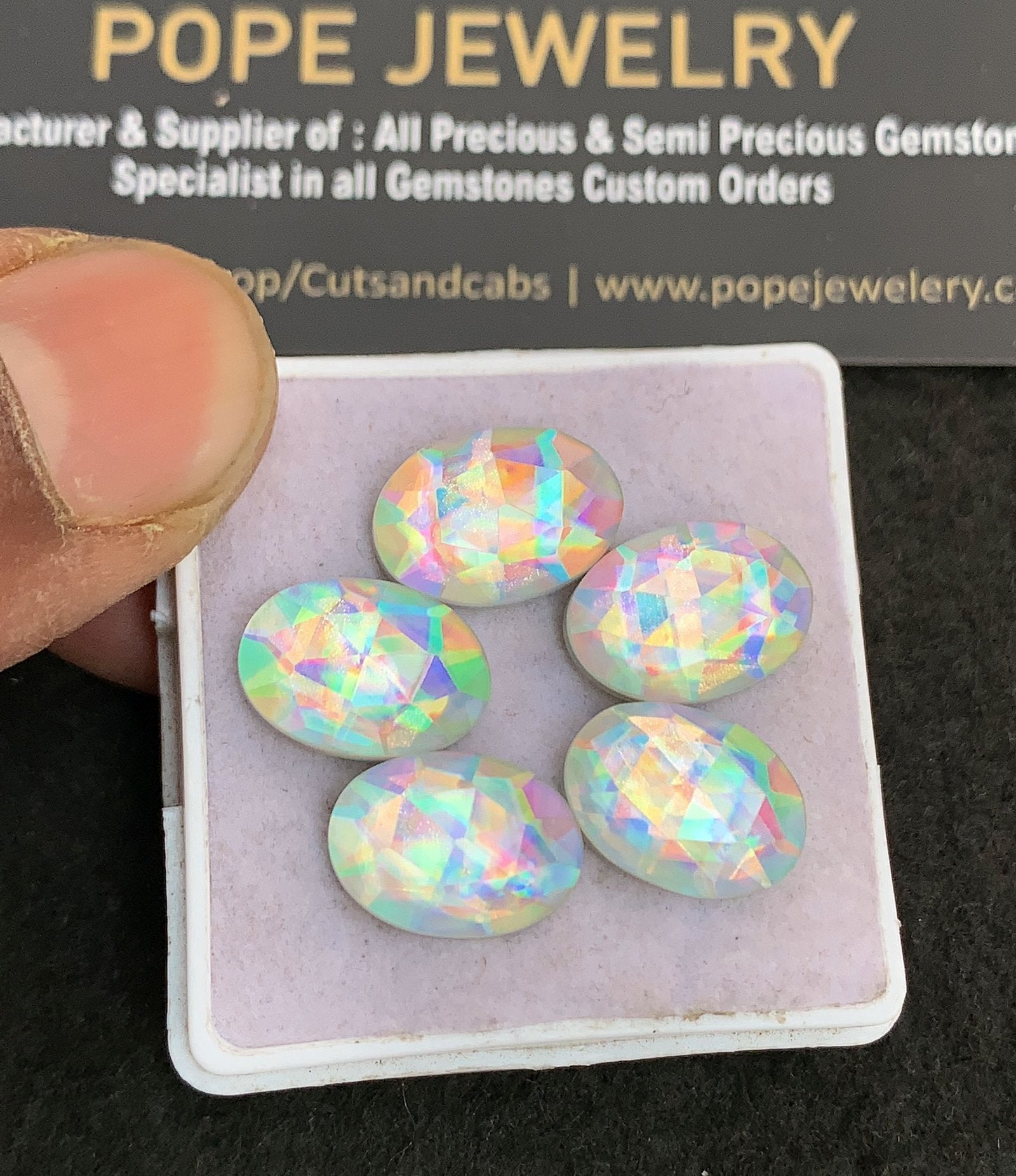 Rainbow Quartz Doublet & Natural Himalayan Rock Crystal Gemstone Rose Cut Oval Shape Cabochon High Quality Loose Gemstones For Jewelry Making 14x10 MM Size 5 Pcs V4885