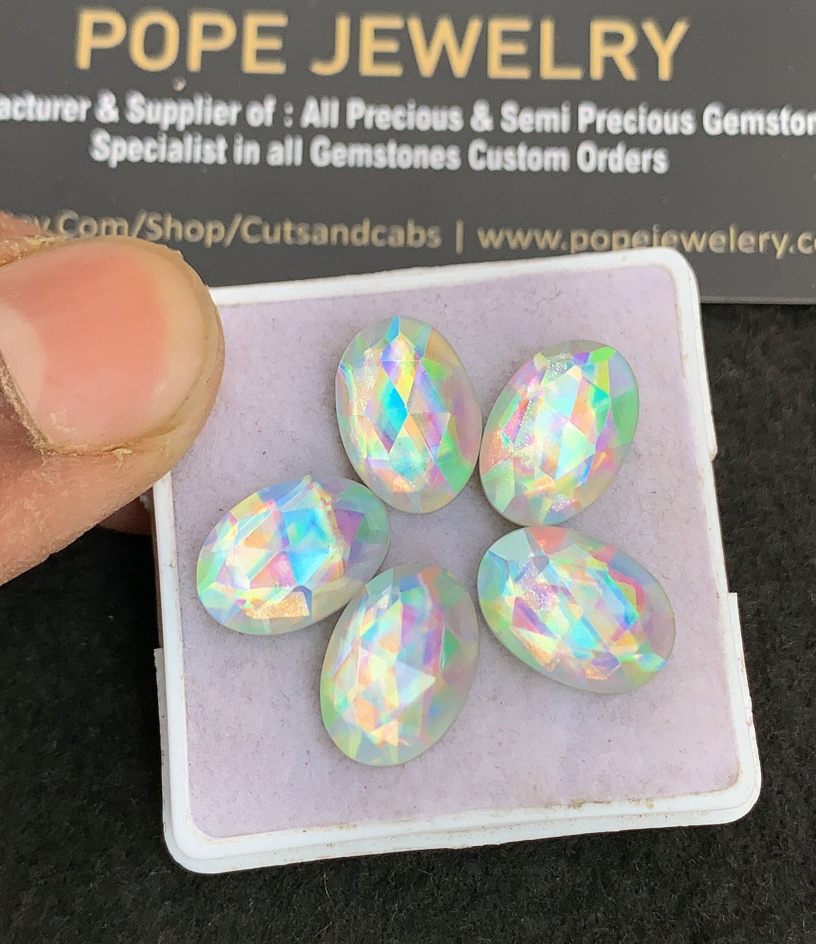 Rainbow Quartz Doublet & Natural Himalayan Rock Crystal Gemstone Rose Cut Oval Shape Cabochon High Quality Loose Gemstones For Jewelry Making 14x10 MM Size 5 Pcs V4886