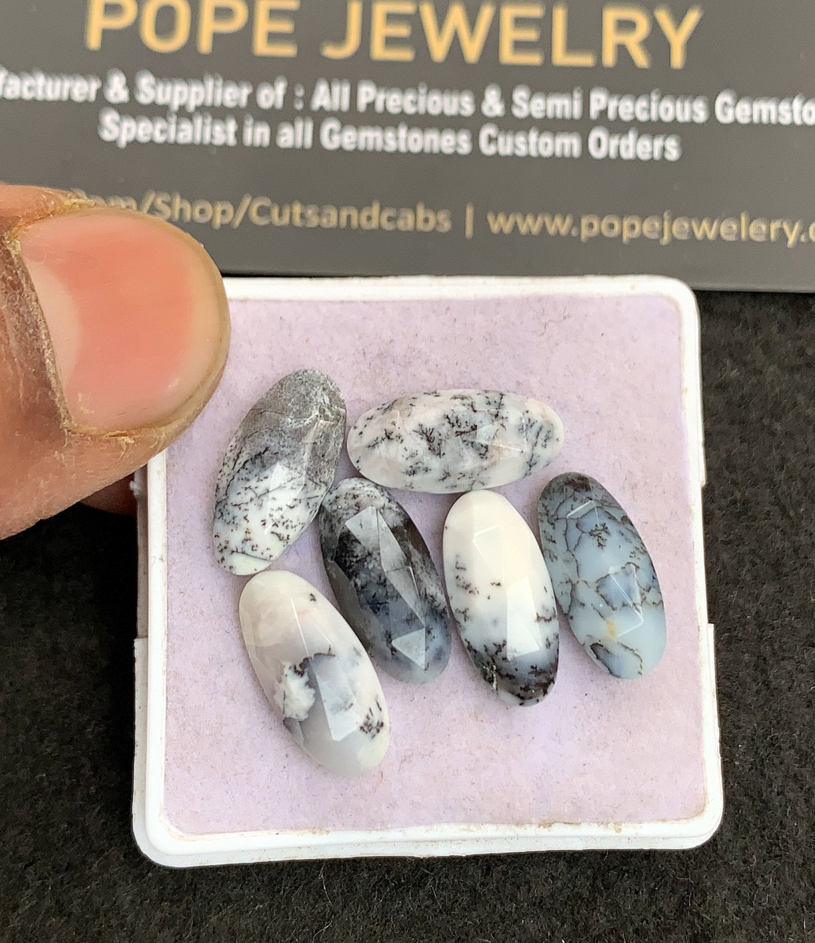 Natural Dendrite Opal Gemstone Rose Cut Oval Shape Cabochon High Quality Loose Gemstones For Jewelry Making 15x12 MM Size 6 Pcs V4891