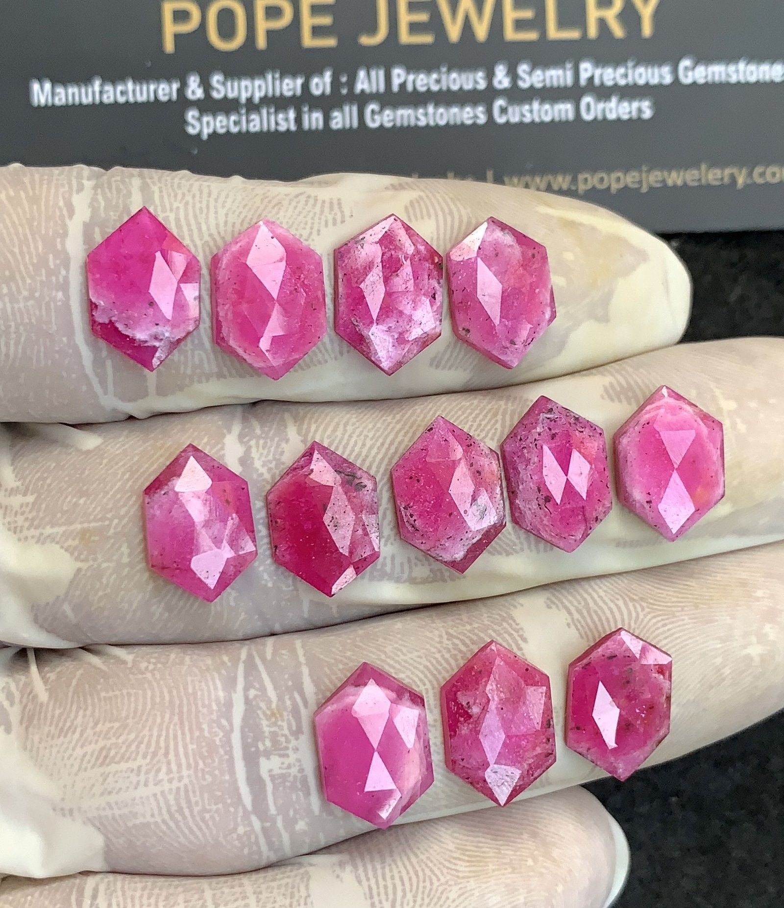 Natural Thailand Pink Sapphire Gemstone Rose Cut Hexagon Shape High Quality Loose Gemstones For Jewelry Making 13x9 MM Size 12 Pcs V4391