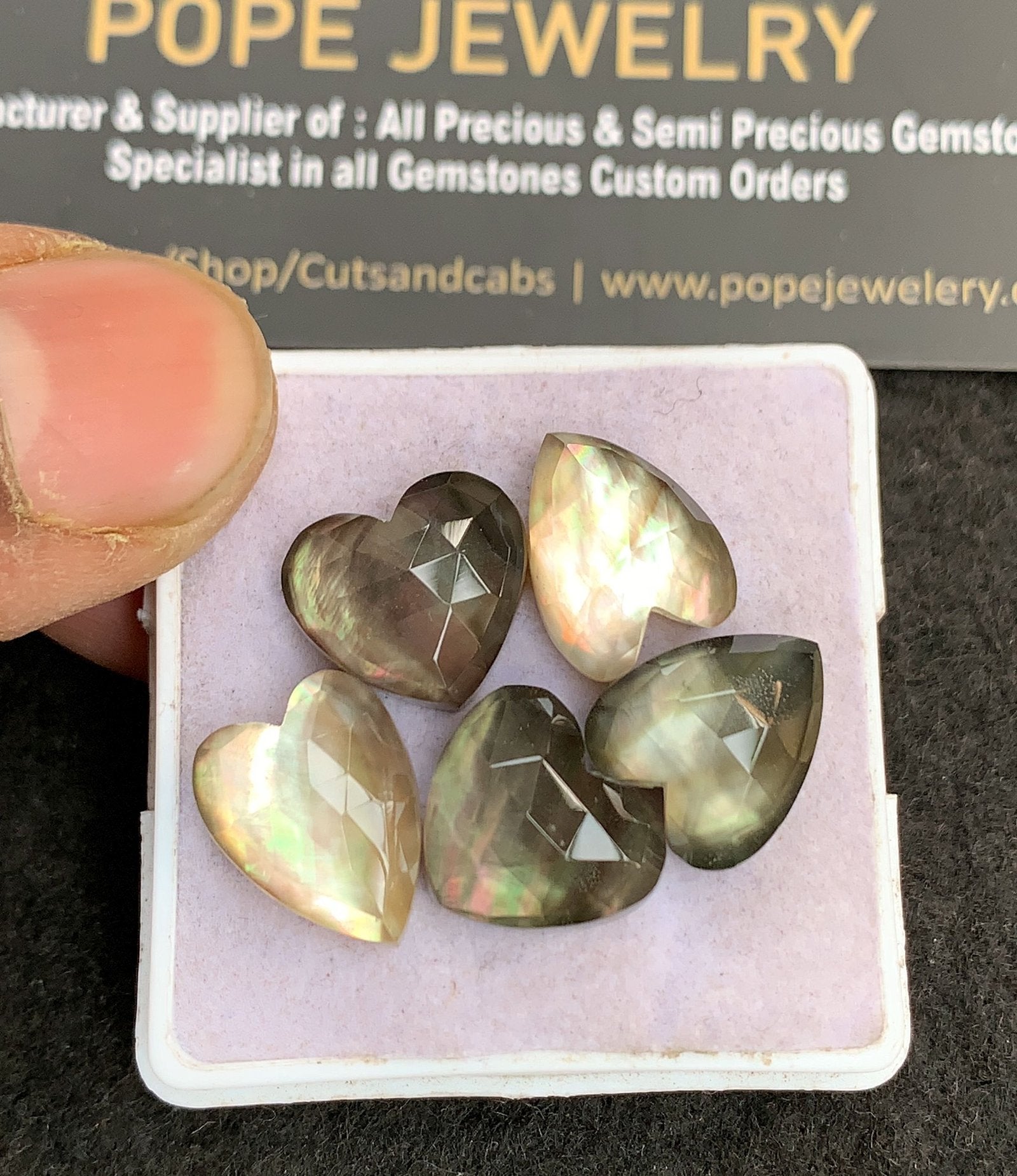 Natural Mother Of Pearl Doublet Gemstone Rose Cut Heart Shape Cabochon High Quality Loose Gemstones For Jewelry Making 12-14 MM Size 5 Pcs V4894