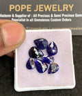 Natural Thailand Blue Sapphire Gemstone Rose Cut Pear Shape Cabochon High Quality Loose Gemstones For Jewelry Making 13-16 MM Size 7 Pcs V4901