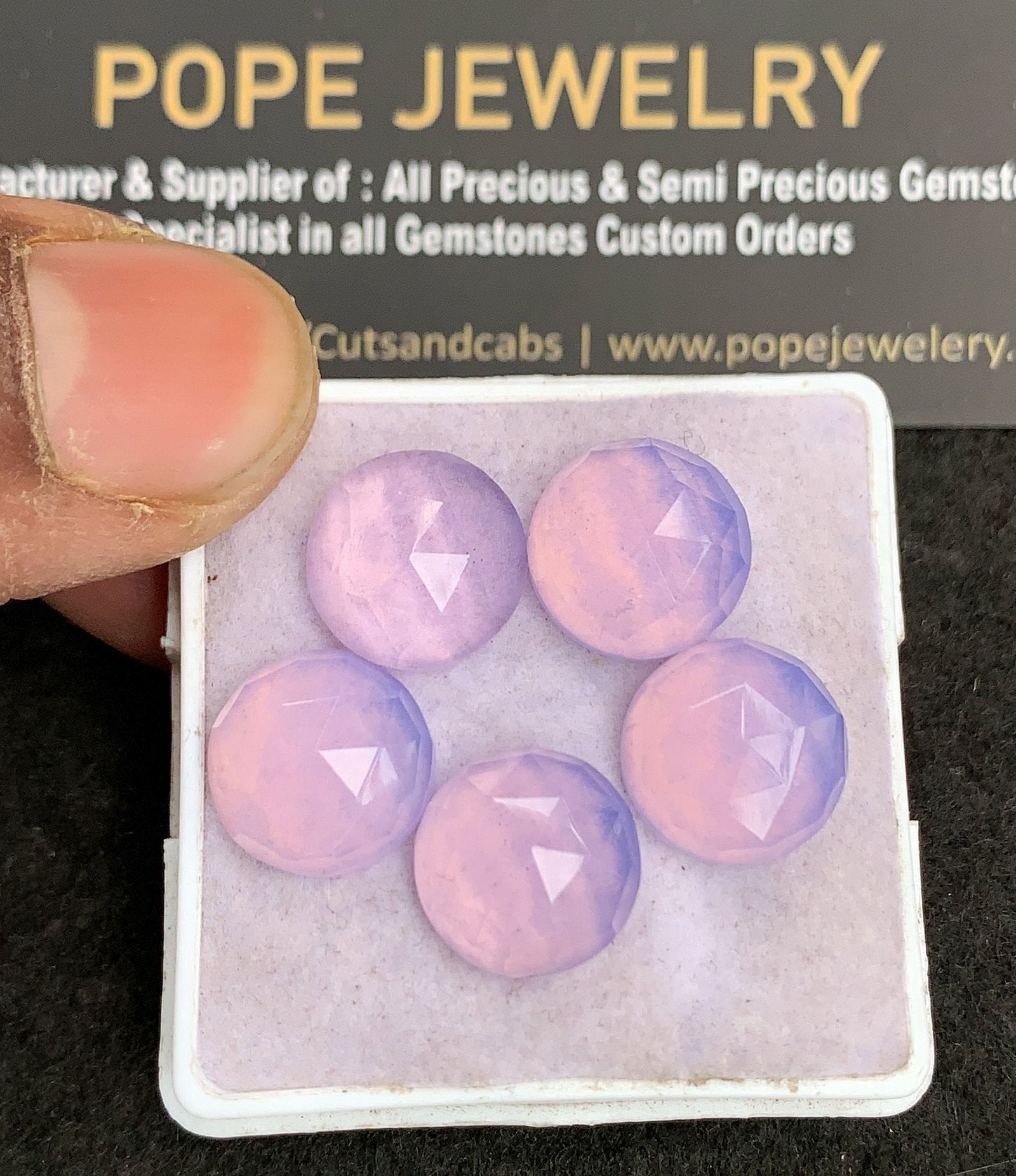 Natural Lavender Quartz Gemstone Rose Cut Round Shape Cabochon High Quality Loose Gemstones For Jewelry Making 12 MM Size 5 Pcs V4905