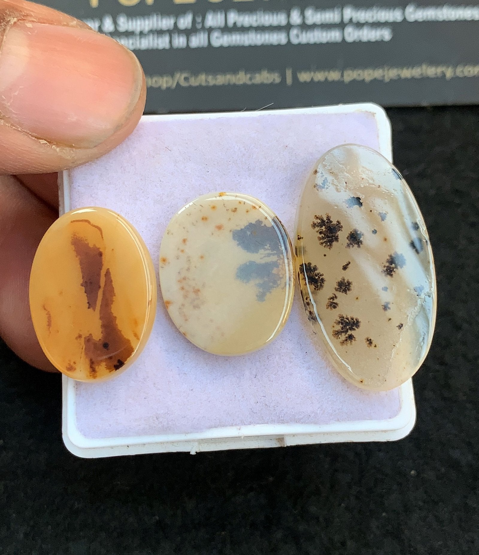 Natural Dendrite Agate Gemstone Smooth Oval Shape Cabochon High Quality Loose Gemstones For Jewelry Making 19-29 MM Size 3 Pcs V4716