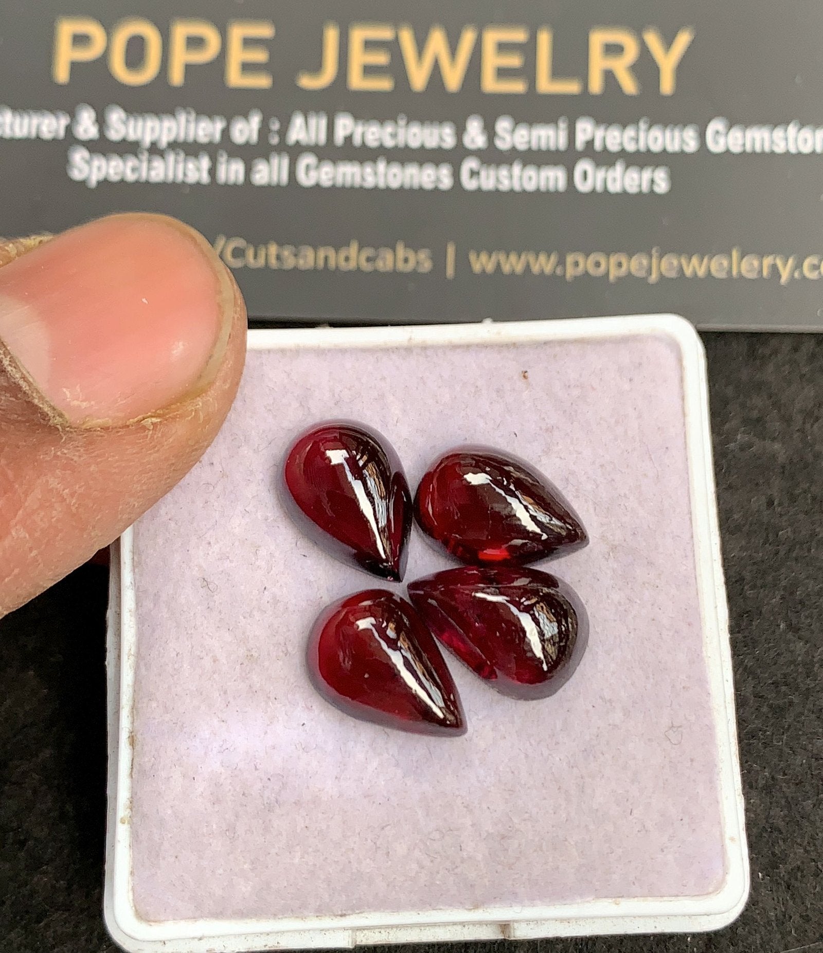 Natural Garnet Gemstone Smooth Pear Shape Cabochon High Quality Loose Gemstones For Jewelry Making 12x8 MM Size 4 Pcs V4908
