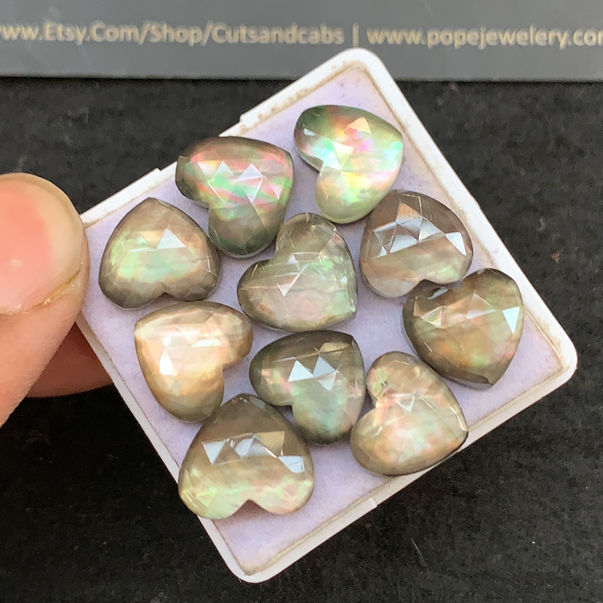 Natural Abalone Shell & Doublet Smoky Quartz Gemstone Rose Cut Heart Shape Cabochon High Quality Loose Gemstone For Jewelry Making Size 11-12 MM 10 Pcs V5273