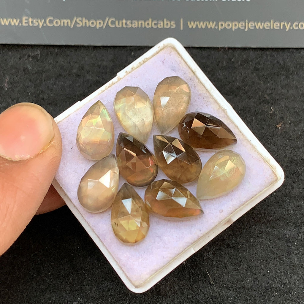 Natural Mother Of Pearl Doublet Gemstone Rose Cut Pear Shape Cabochon Loose Gemstone For Jewelry Making Wholesalegems 13x8 MM Size 10 Pcs V5274