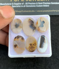 Natural Dendrite Agate Gemstone Smooth Oval Shape Cabochon High Quality Loose Gemstones For Jewelry Making 14-17 MM Size 6 Pcs V4722