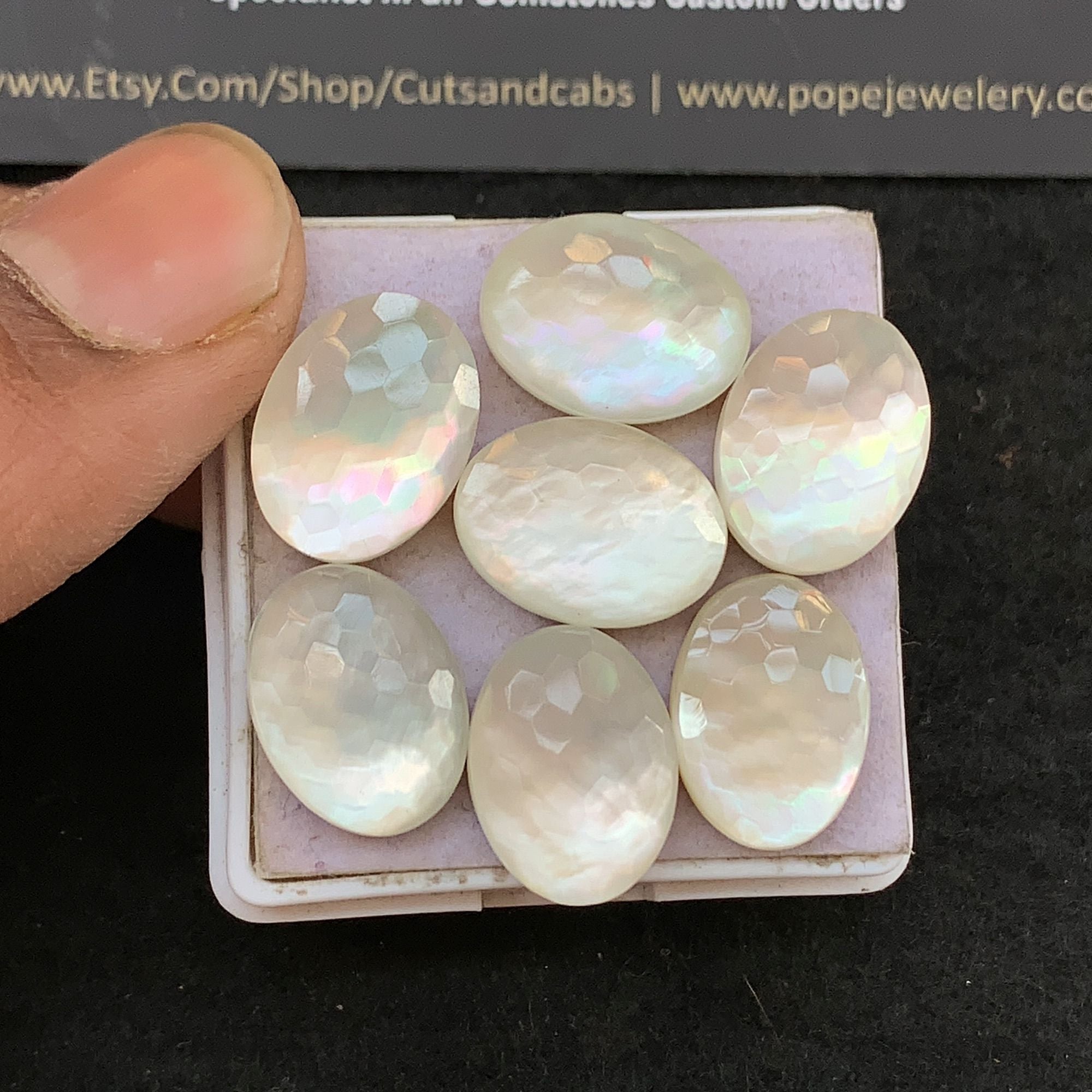 Natural Mother Of Pearl Doublet Gemstone Honey Comb Cut Oval Shape Cabochon Loose Gemstone For Jewelry Making Wholesalegems 16x12 MM Size 7 Pcs V5277