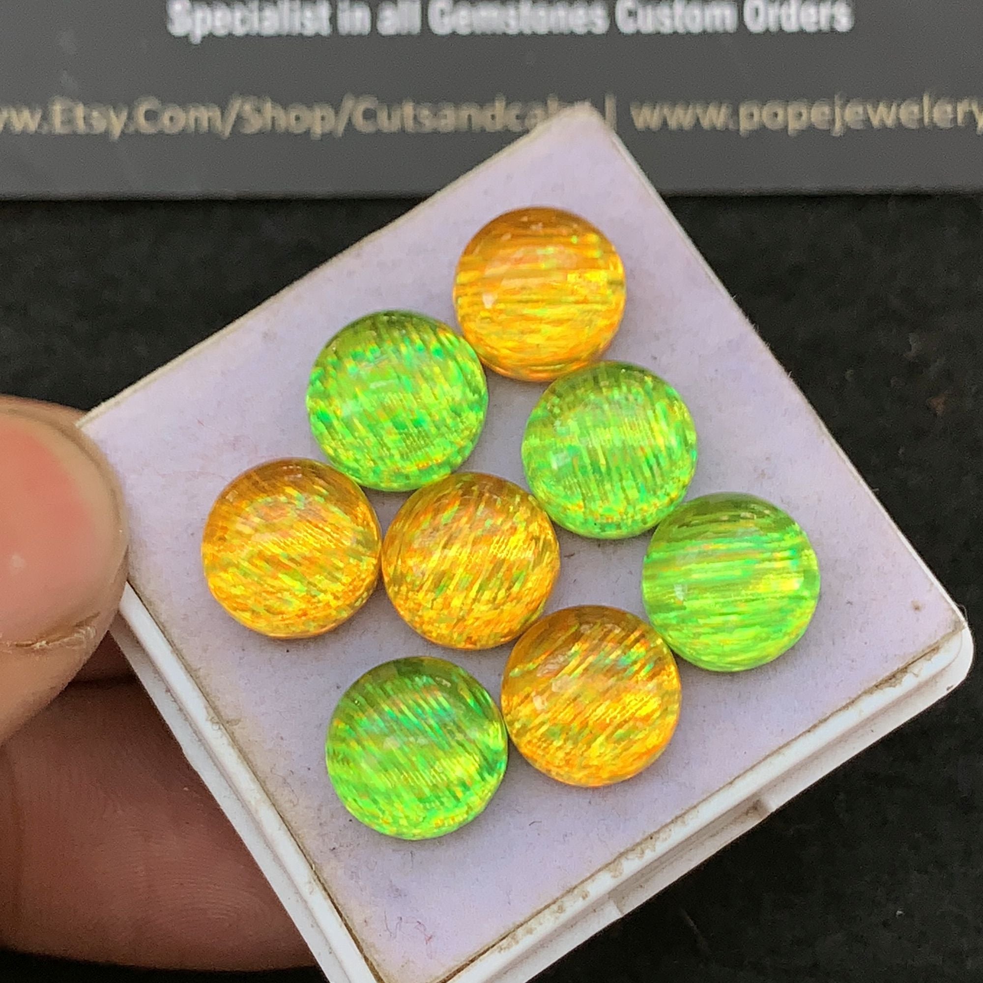 Aurora Opal and Natural Crystal Doublet Smooth Round Cabochon High Quality Gemstone For Jewelry Making 10 MM Size 8 Pcs V5280