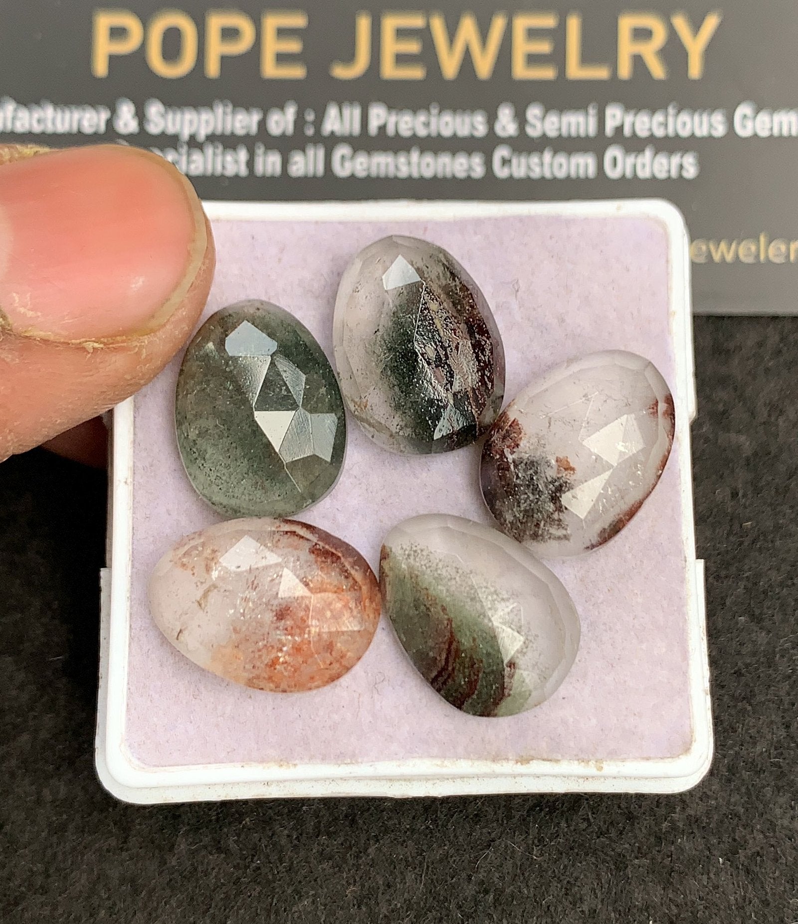 Natural Herkimer Lodolite Gemstone Rose Cut Fancy Shape Cabochon High Quality Loose Gemstones For Jewelry Making 15x11 MM Size 5 Pcs V4917