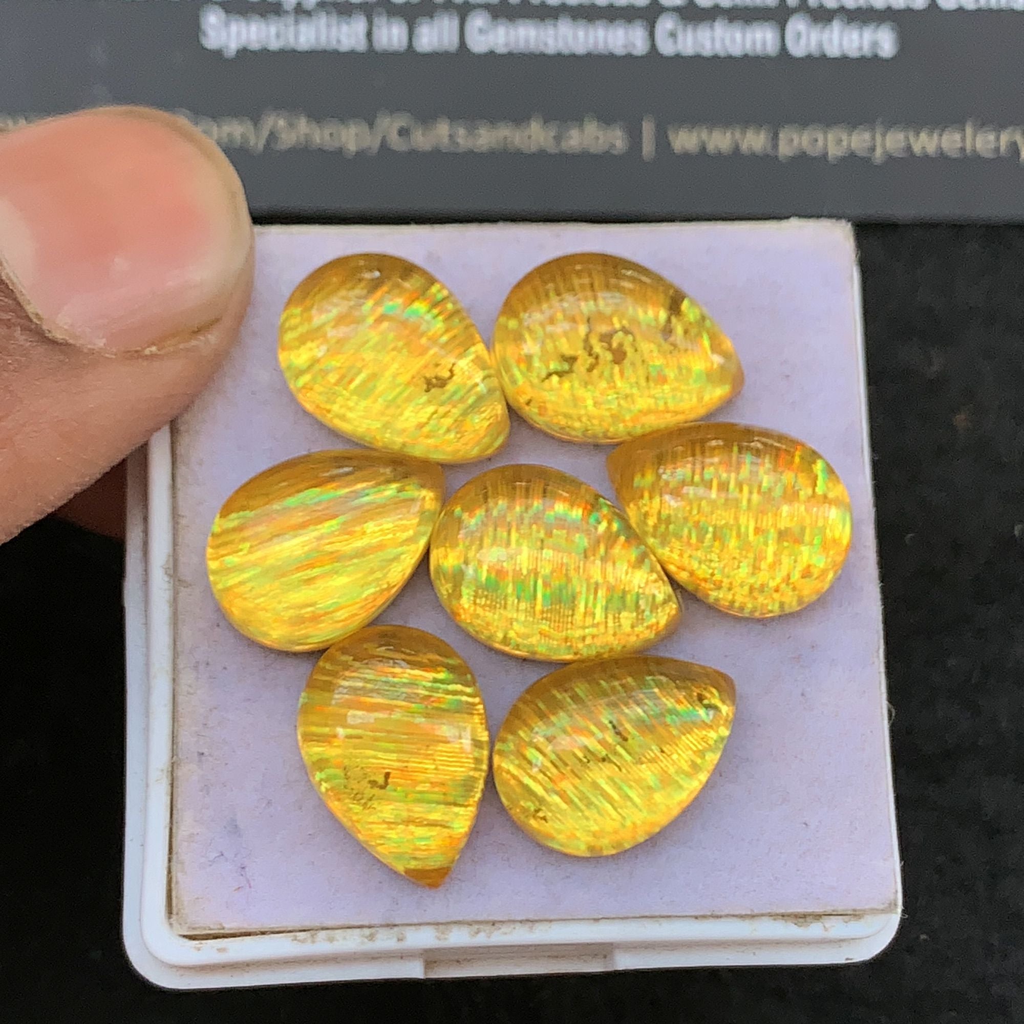 Aurora Opal and Natural Crystal Doublet Smooth Pear Cabochon High Quality Gemstone For Jewelry Making 14x10 MM Size 7 Pcs V5282