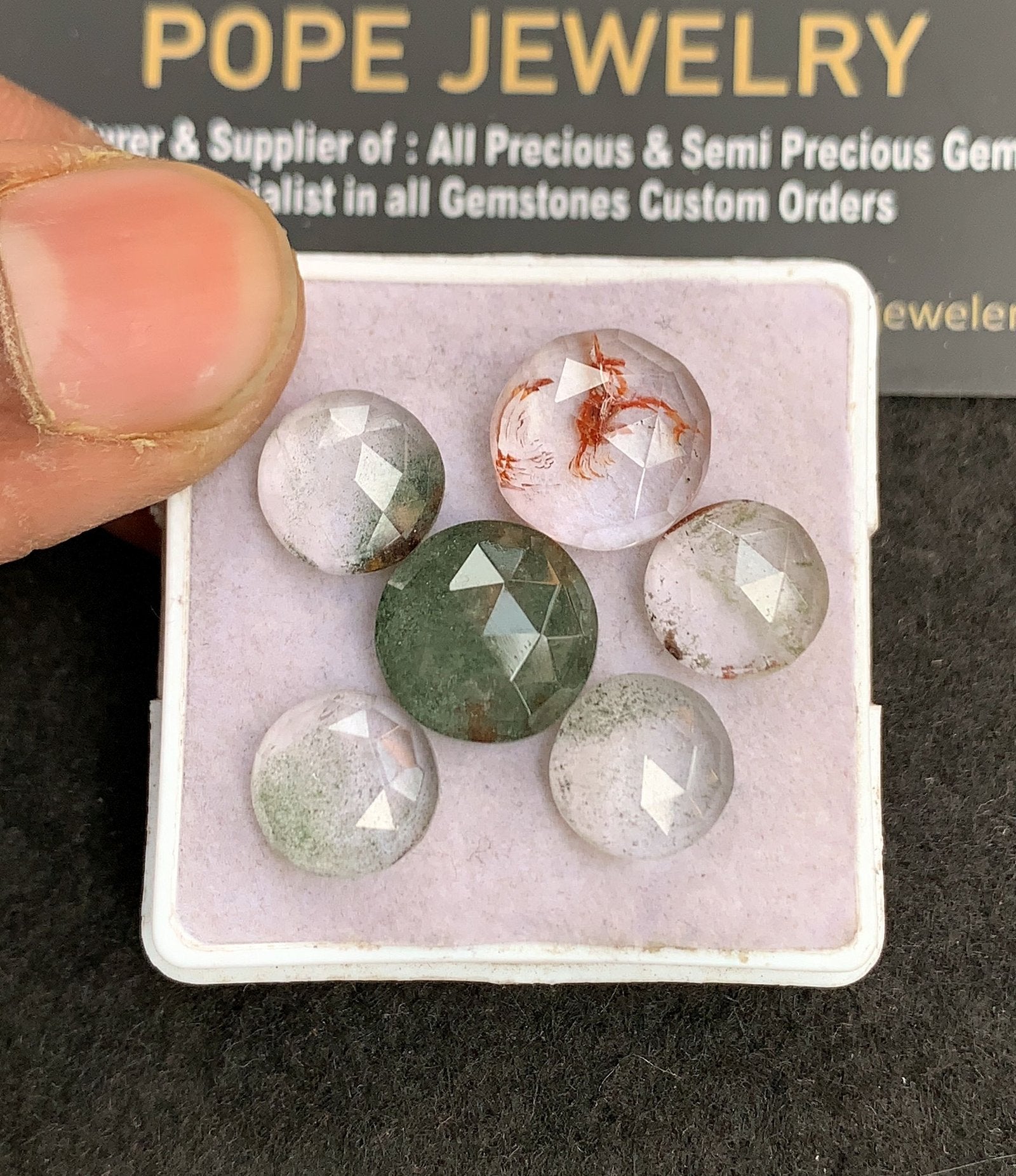 Natural Herkimer Lodolite Gemstone Rose Cut Round Shape Cabochon High Quality Loose Gemstones For Jewelry Making 10-12 MM Size 6 Pcs V4919