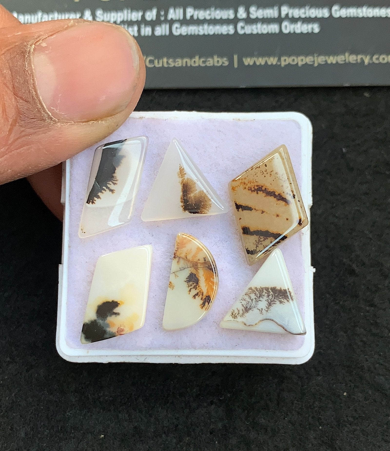 Natural Dendrite Agate Gemstone Smooth Fancy Shape Cabochon High Quality Loose Gemstones For Jewelry Making 13-18 MM Size 6 Pcs V4731