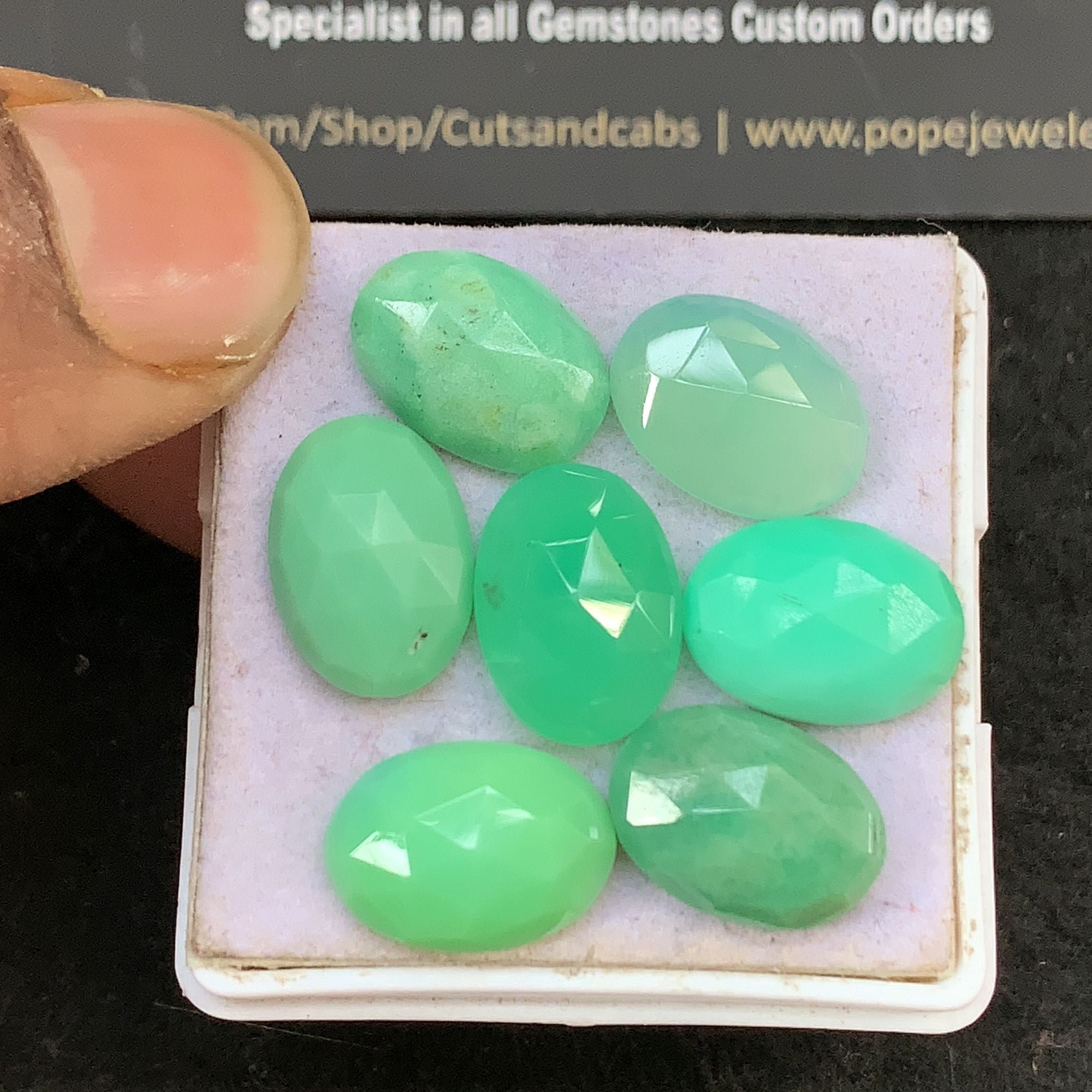 Natural Chrysoprase Gemstone Rose Cut Oval Shape Cabochon Cabs High Quality Gemstone 14x10 MM 7 Pcs Jewelry Supply V5287