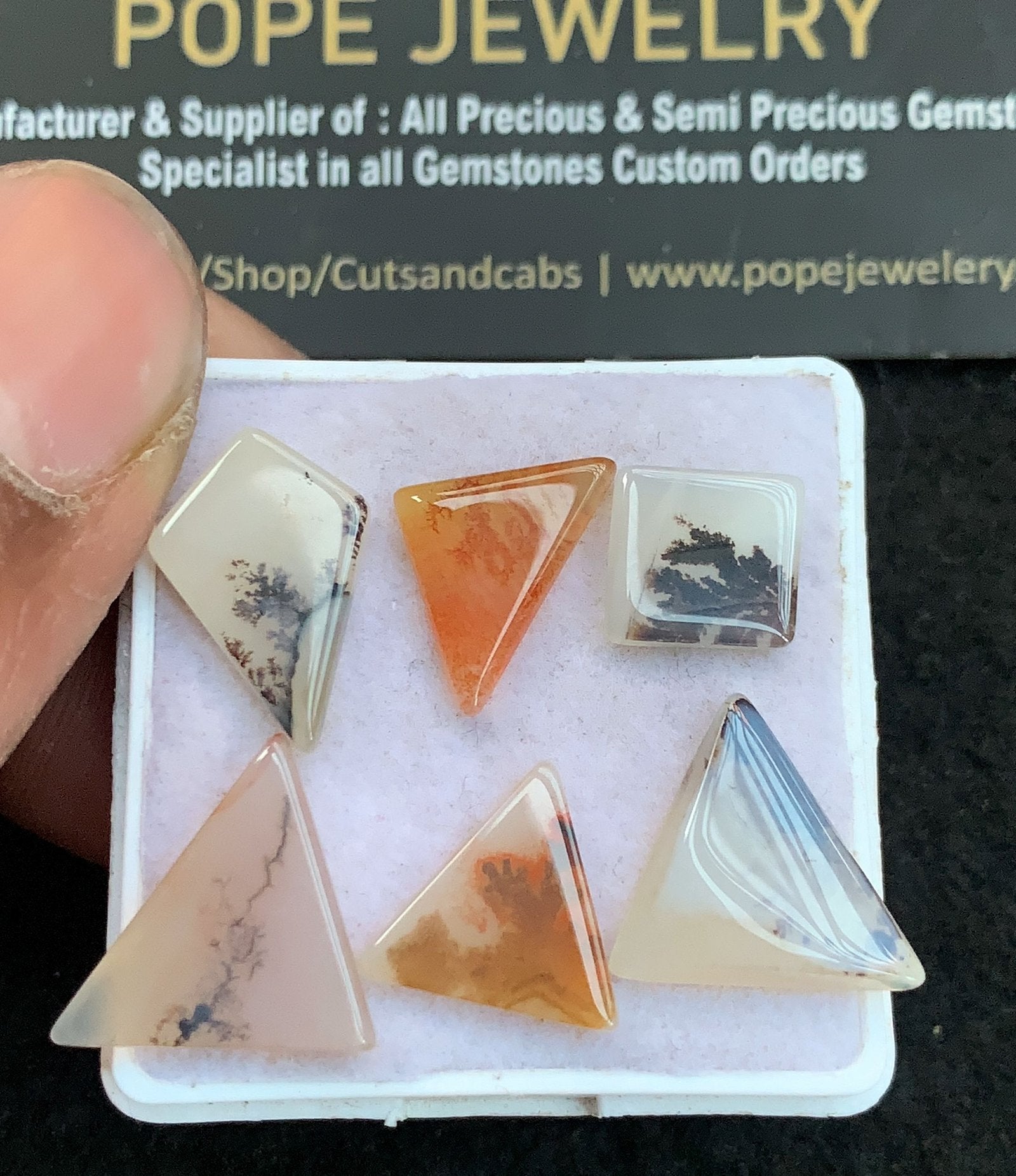Natural Dendrite Agate Gemstone Smooth Fancy Shape Cabochon High Quality Loose Gemstones For Jewelry Making 10-19 MM Size 6 Pcs V4732