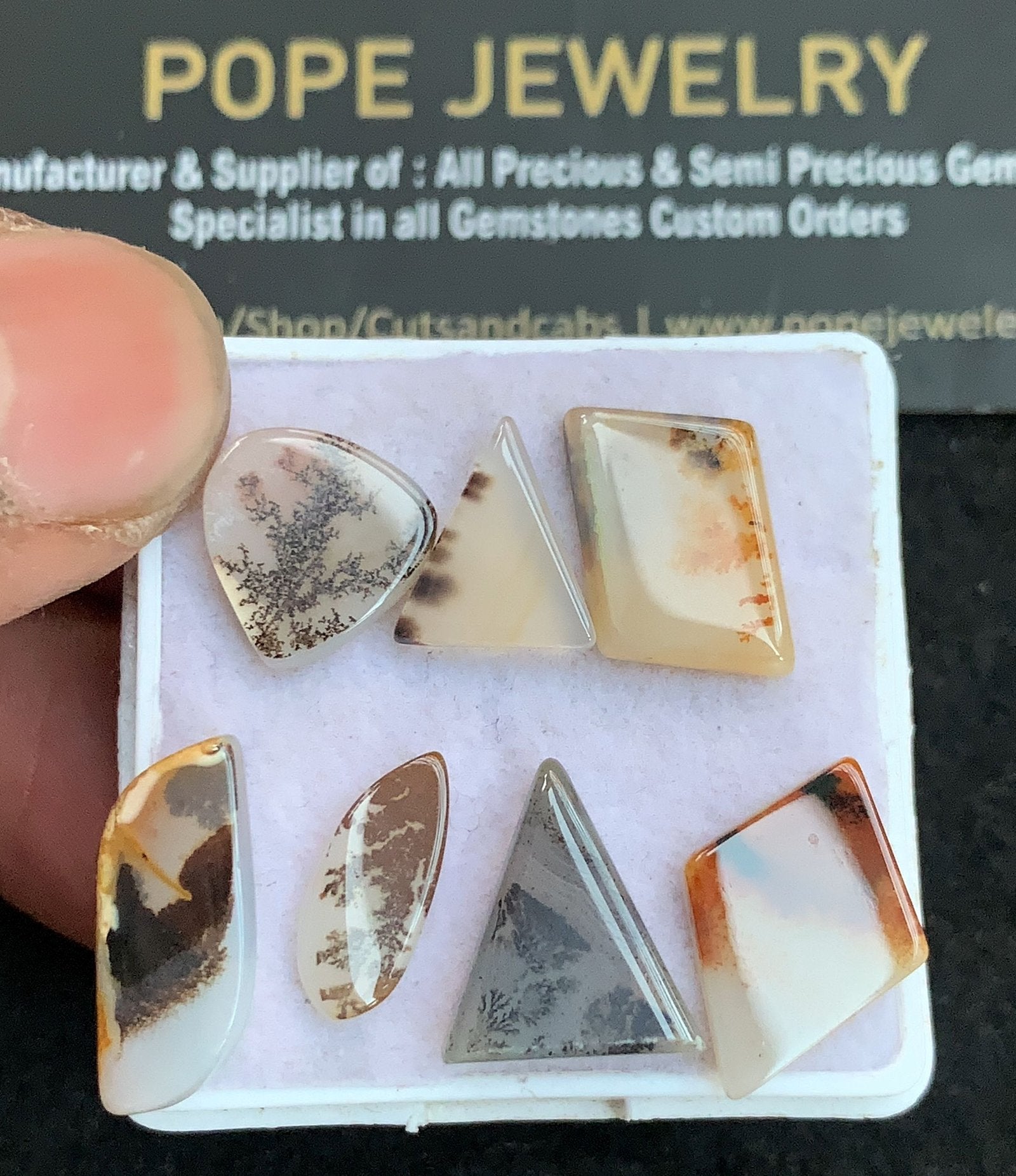 Natural Dendrite Agate Gemstone Smooth Fancy Shape Cabochon High Quality Loose Gemstones For Jewelry Making 12-19 MM Size 7 Pcs V4733