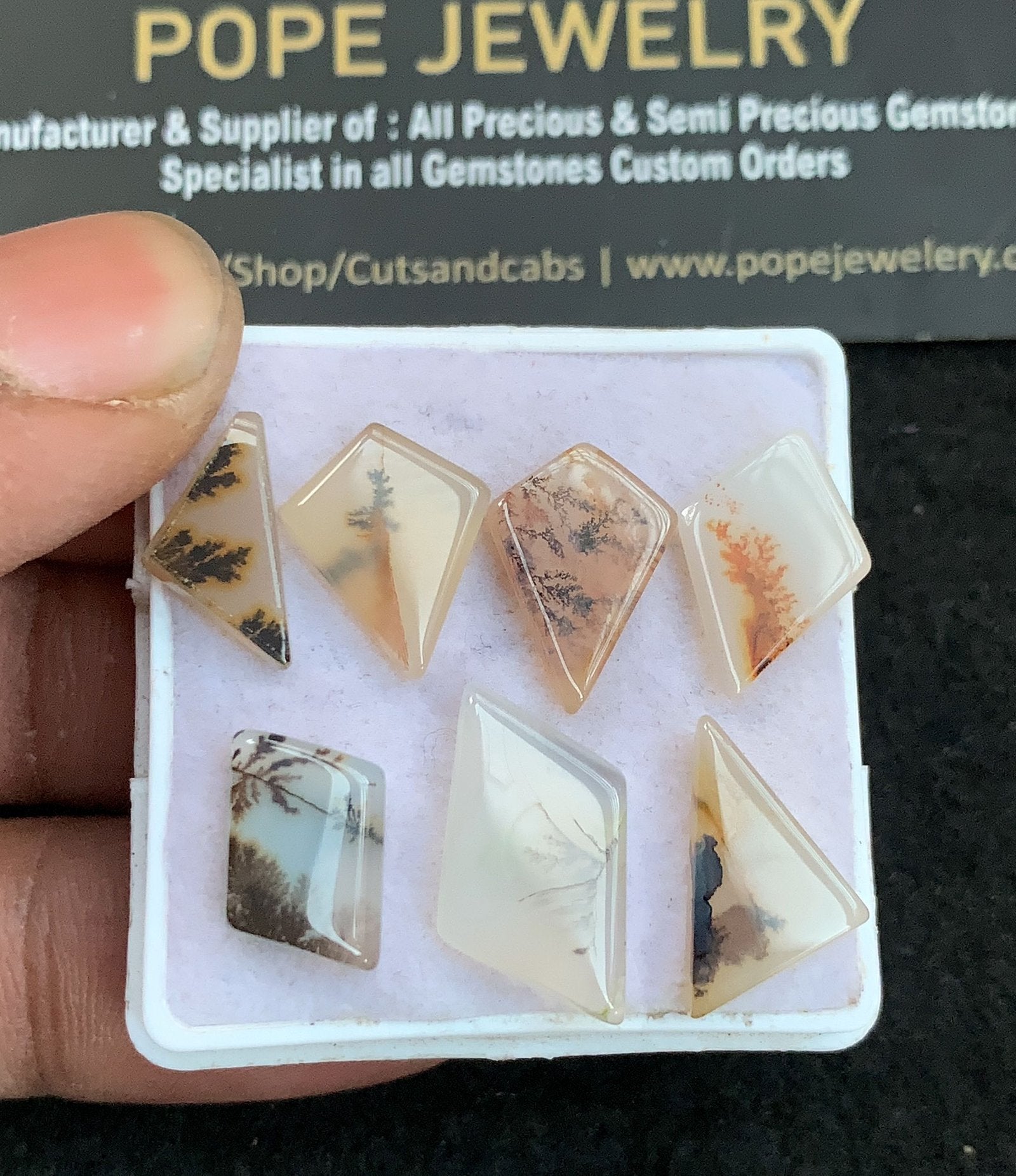Natural Dendrite Agate Gemstone Smooth Fancy Shape Cabochon High Quality Loose Gemstones For Jewelry Making 12-17 MM Size 7 Pcs V4735